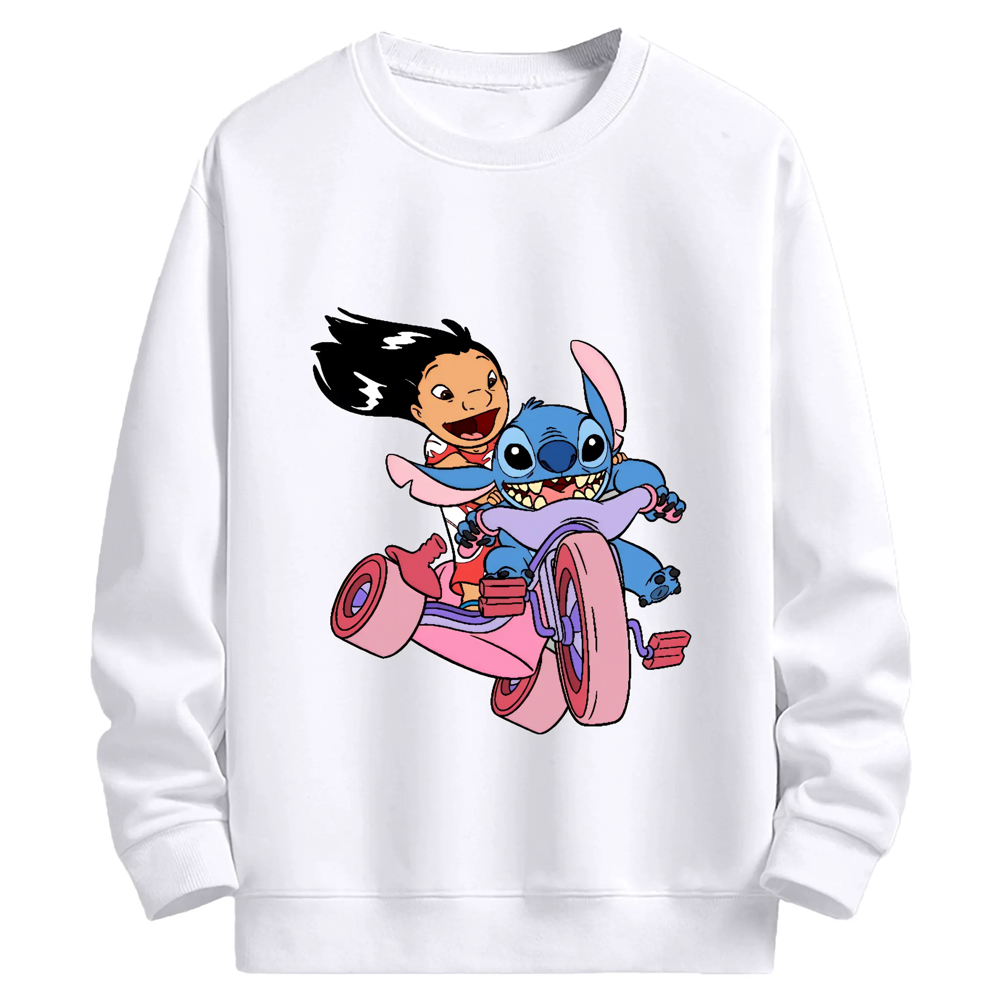 リロ＆スティッチ グッズ リロ - 高品質 クルーネック スウェット ・ コットン59％ ポリエステル41％ ・ ユニセックス 長袖 トレーナー ・ カジュアル デイリー スポーツ 散歩用