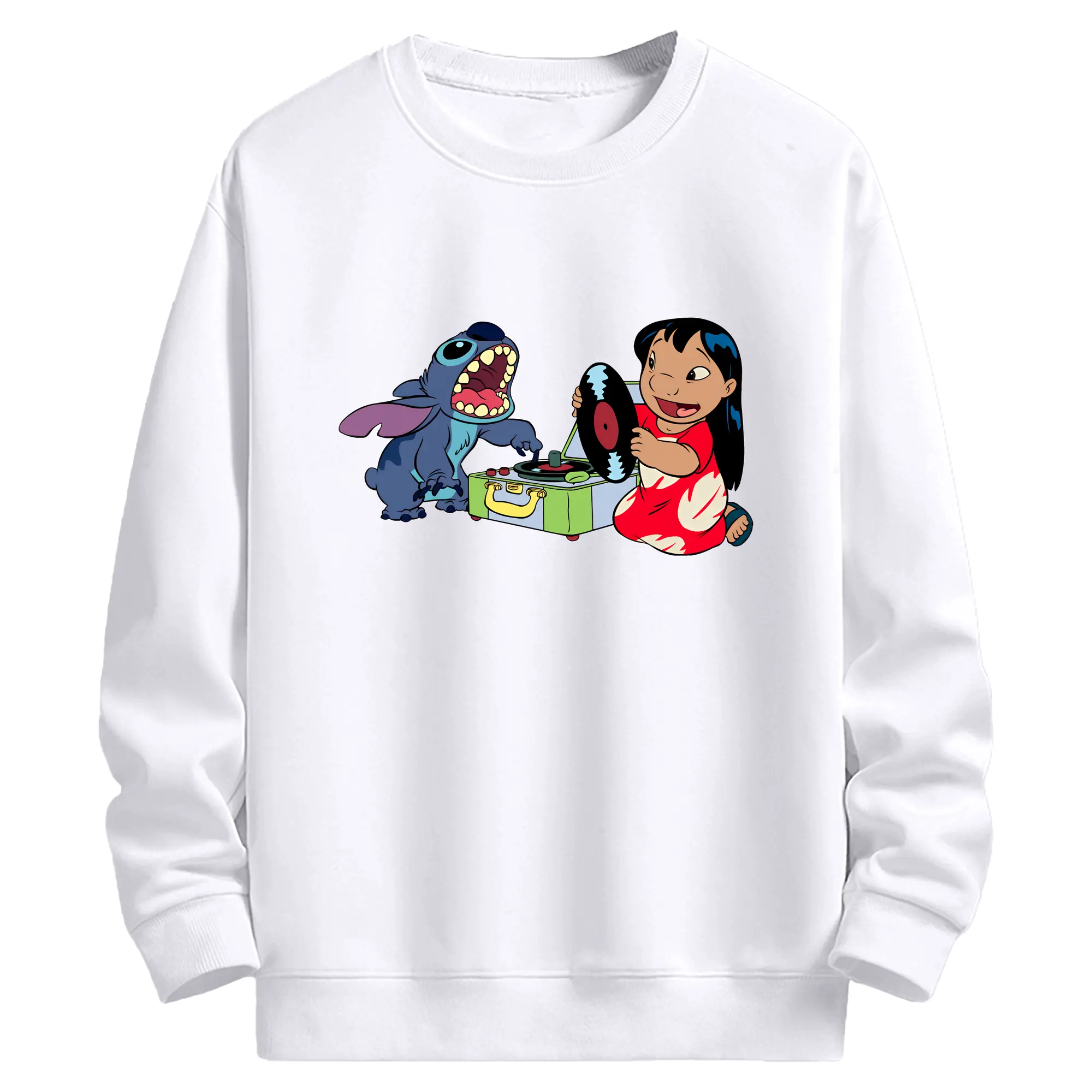 リロ＆スティッチ グッズ リロ - 高品質 クルーネック スウェット ・ コットン59％ ポリエステル41％ ・ ユニセックス 長袖 トレーナー ・ カジュアル デイリー スポーツ 散歩用