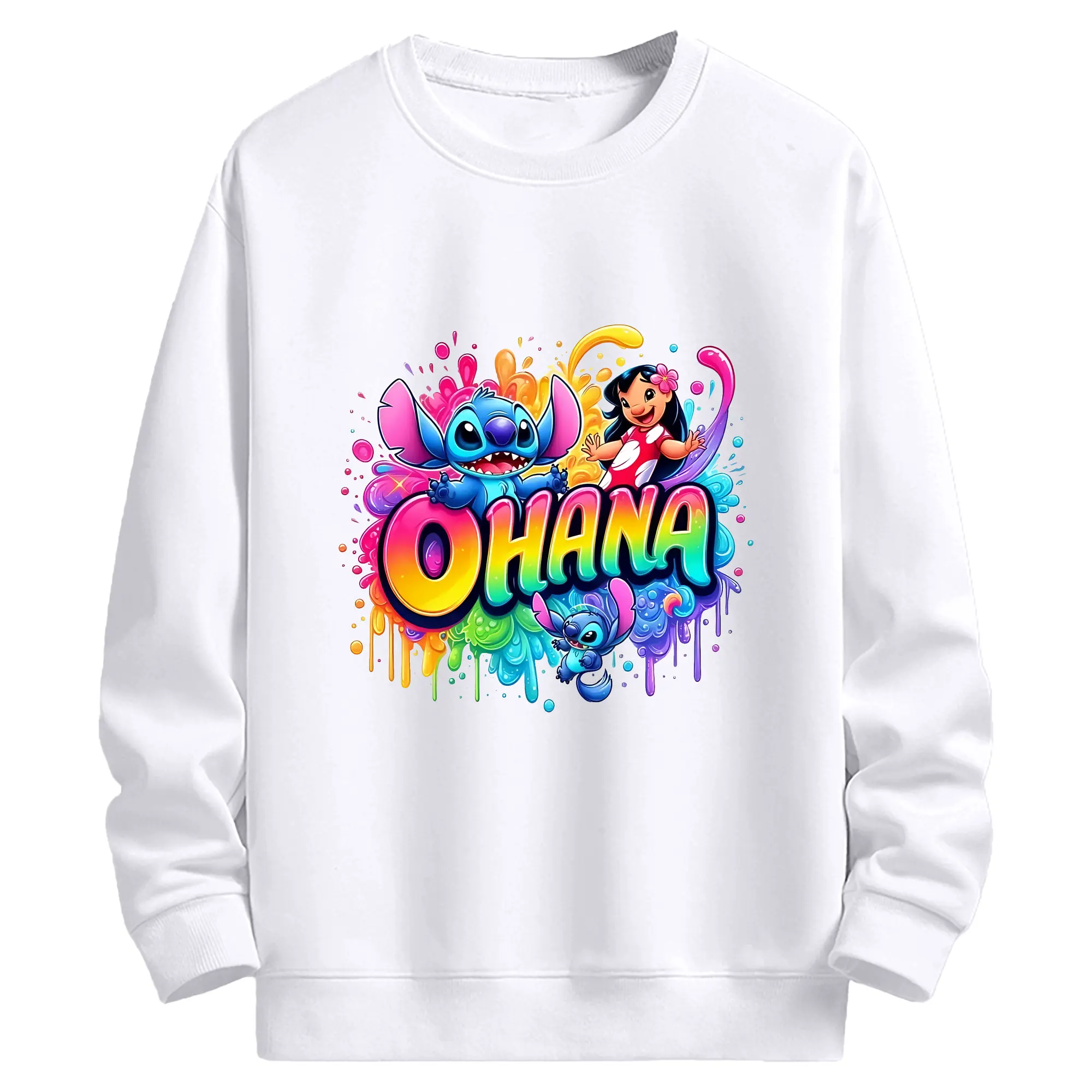 リロ＆スティッチ グッズ リロ - 高品質 クルーネック スウェット ・ コットン59％ ポリエステル41％ ・ ユニセックス 長袖 トレーナー ・ カジュアル デイリー スポーツ 散歩用