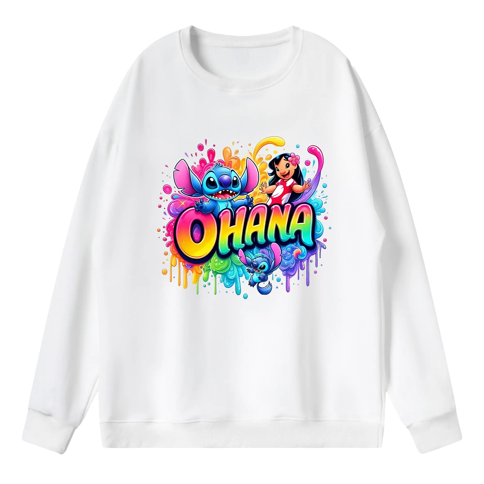 リロ＆スティッチ グッズ リロ - 薄手 クルーネック スウェット 裏毛260g · ポリエステル 春秋向け カジュアル 男女兼用 · トレーナー デイリー スポーツ 散歩に最適