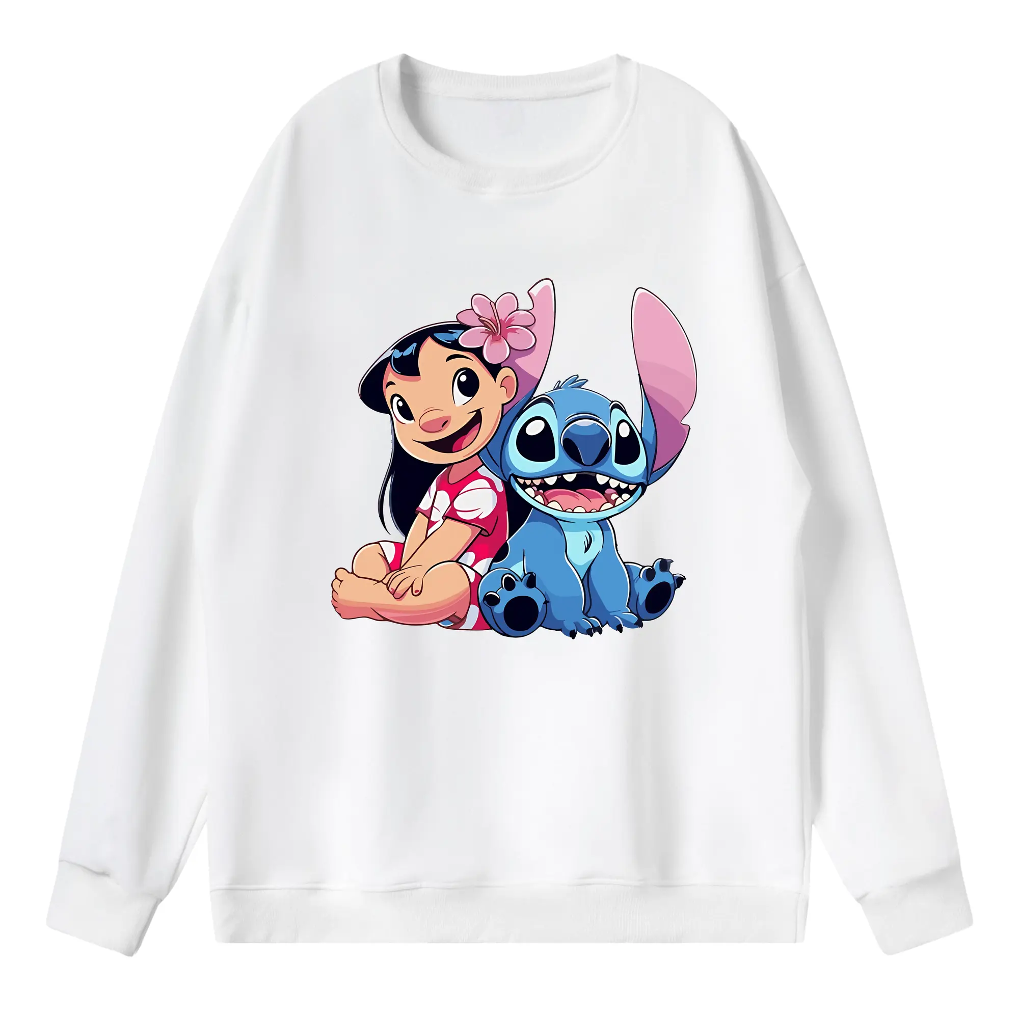 リロ＆スティッチ グッズ リロ - 薄手 クルーネック スウェット 裏毛260g · ポリエステル 春秋向け カジュアル 男女兼用 · トレーナー デイリー スポーツ 散歩に最適