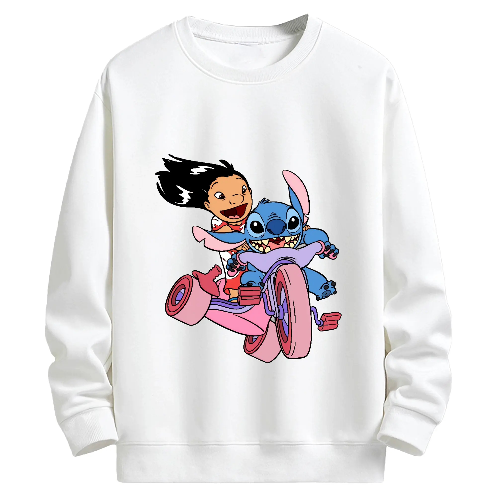 リロ＆スティッチ グッズ リロ - キッズ クルーネックスウェットシャツ ・ フロントプリント ・ 綿80％ ポリエステル20％ ・ 快適 通学 スポーツ 日常使い お散歩用