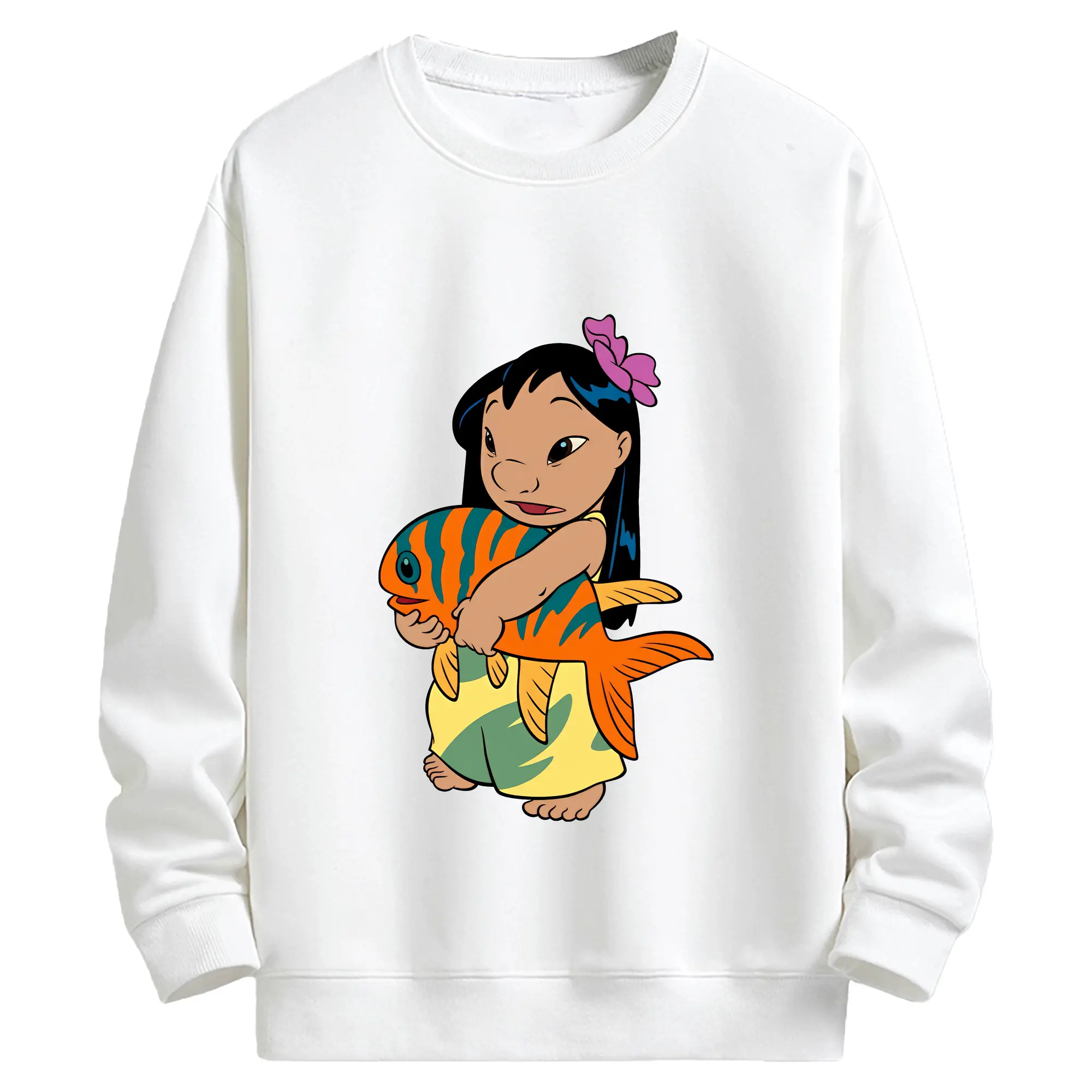 リロ＆スティッチ グッズ リロ - キッズ クルーネックスウェットシャツ ・ フロントプリント ・ 綿80％ ポリエステル20％ ・ 快適 通学 スポーツ 日常使い お散歩用