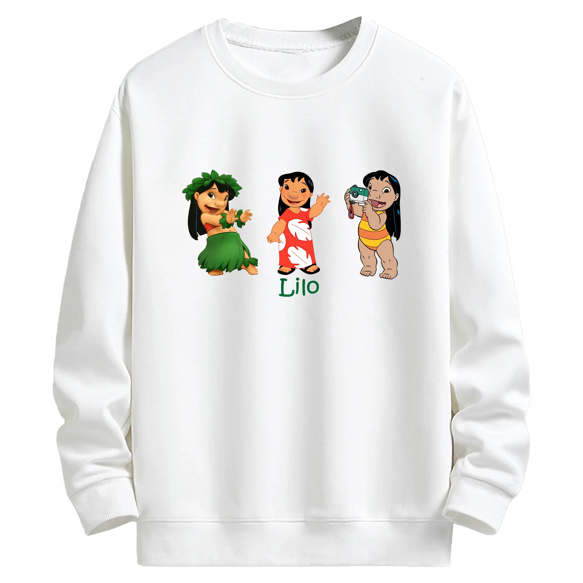 リロ＆スティッチ グッズ リロ - キッズ クルーネックスウェットシャツ ・ フロントプリント ・ 綿80％ ポリエステル20％ ・ 快適 通学 スポーツ 日常使い お散歩用