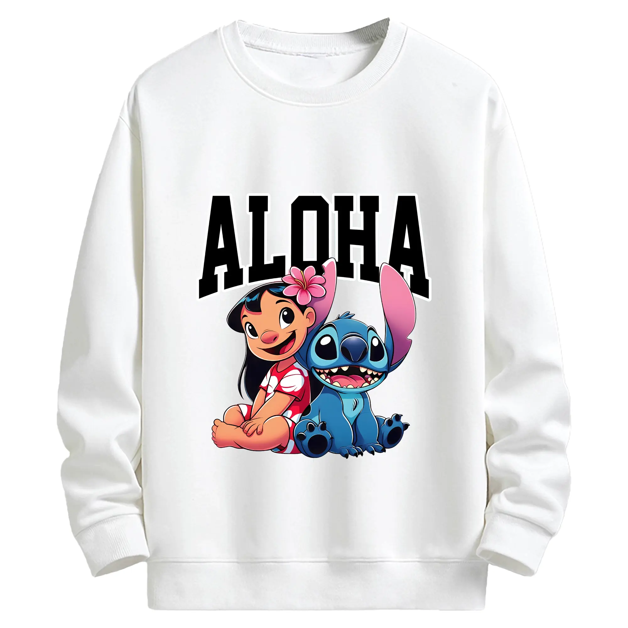 リロ＆スティッチ グッズ リロ - キッズ クルーネックスウェットシャツ ・ フロントプリント ・ 綿80％ ポリエステル20％ ・ 快適 通学 スポーツ 日常使い お散歩用