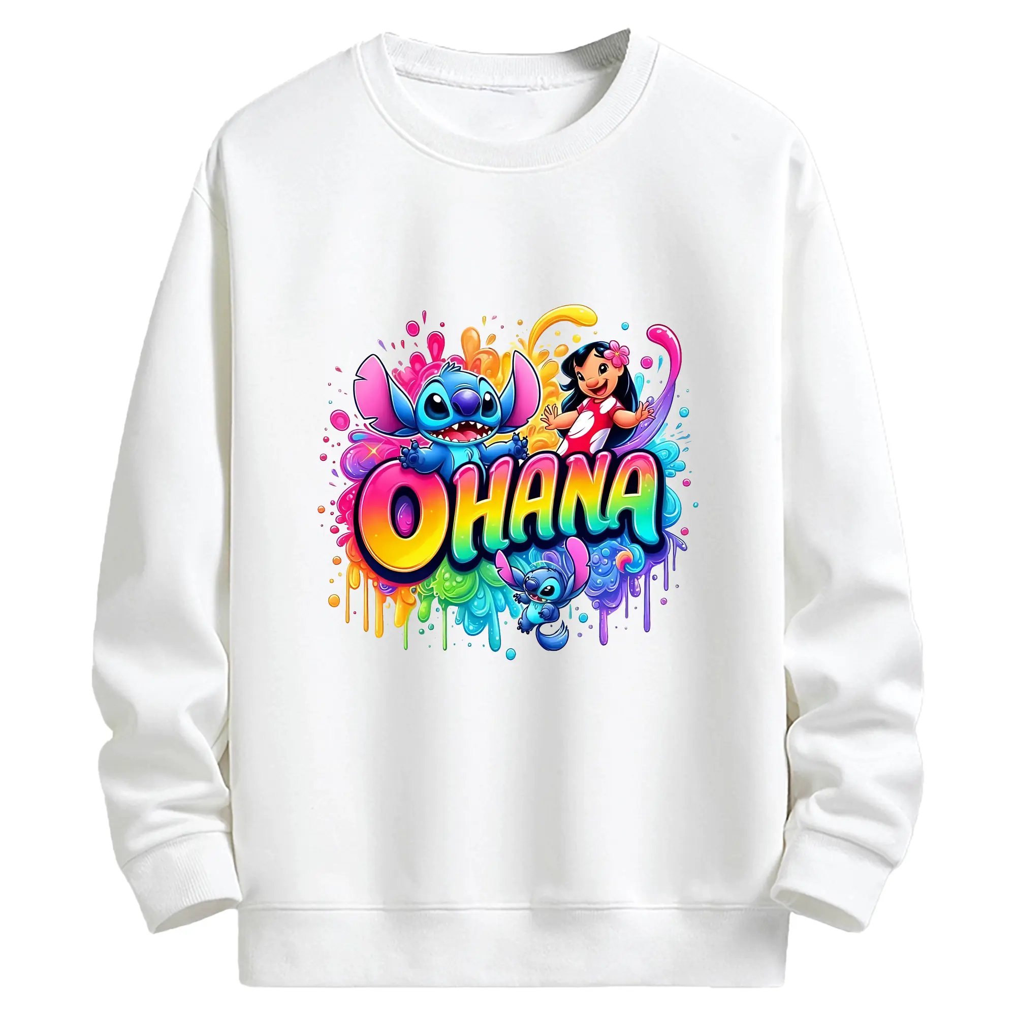 リロ＆スティッチ グッズ リロ - キッズ クルーネックスウェットシャツ ・ フロントプリント ・ 綿80％ ポリエステル20％ ・ 快適 通学 スポーツ 日常使い お散歩用