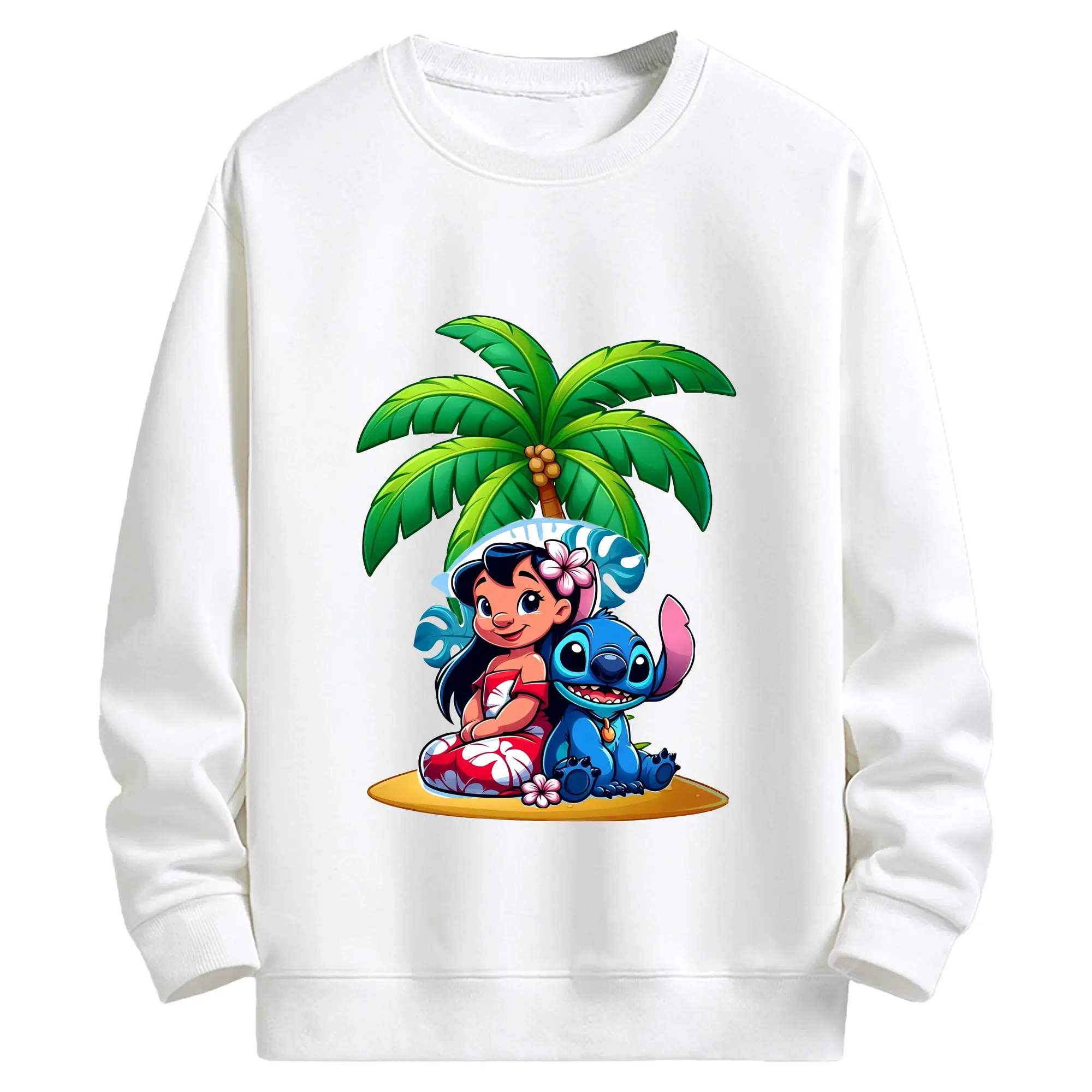 リロ＆スティッチ グッズ リロ - キッズ クルーネックスウェットシャツ ・ フロントプリント ・ 綿80％ ポリエステル20％ ・ 快適 通学 スポーツ 日常使い お散歩用