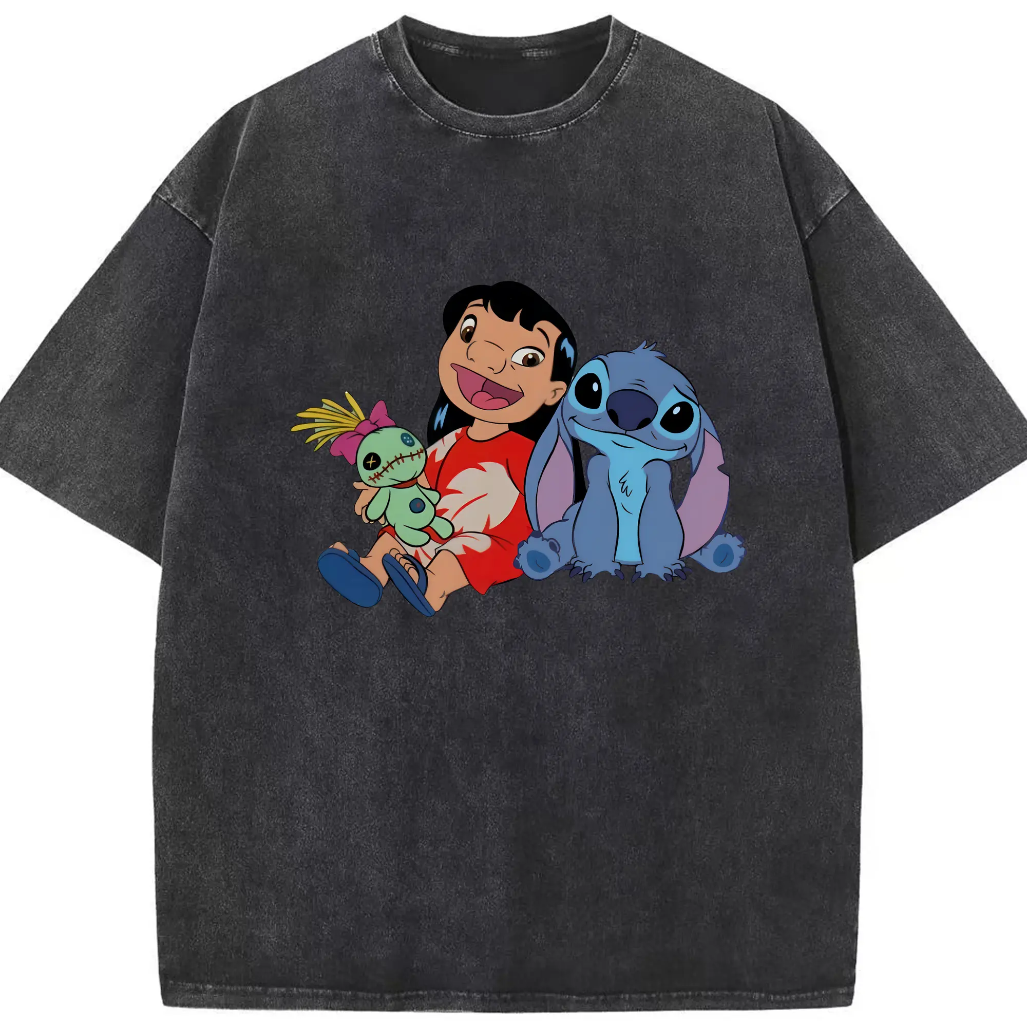 リロ＆スティッチ グッズ リロ - 綿100％ ヴィンテージ風 半袖Tシャツ ・ フロントプリント ・ 柔らか肌触り ・ 通気性 快適 ・ スポーツ カジュアル 外出用