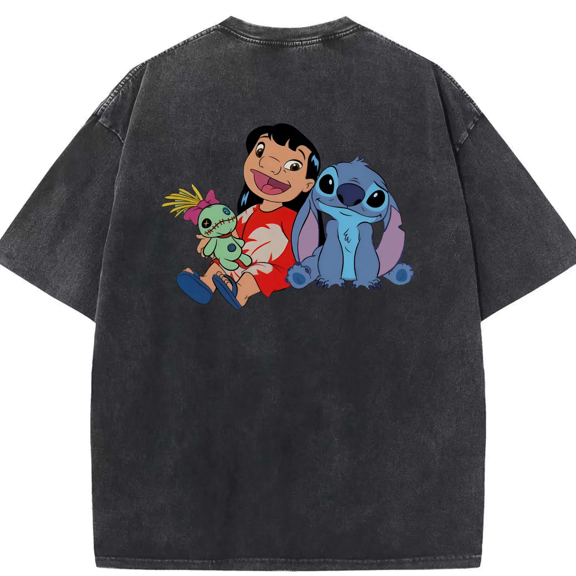 リロ＆スティッチ グッズ リロ - 綿100％ ヴィンテージ風 半袖Tシャツ ・ 背面プリント ・ 柔らか肌触り ・ 通気性 快適 ・ スポーツ カジュアル 外出用