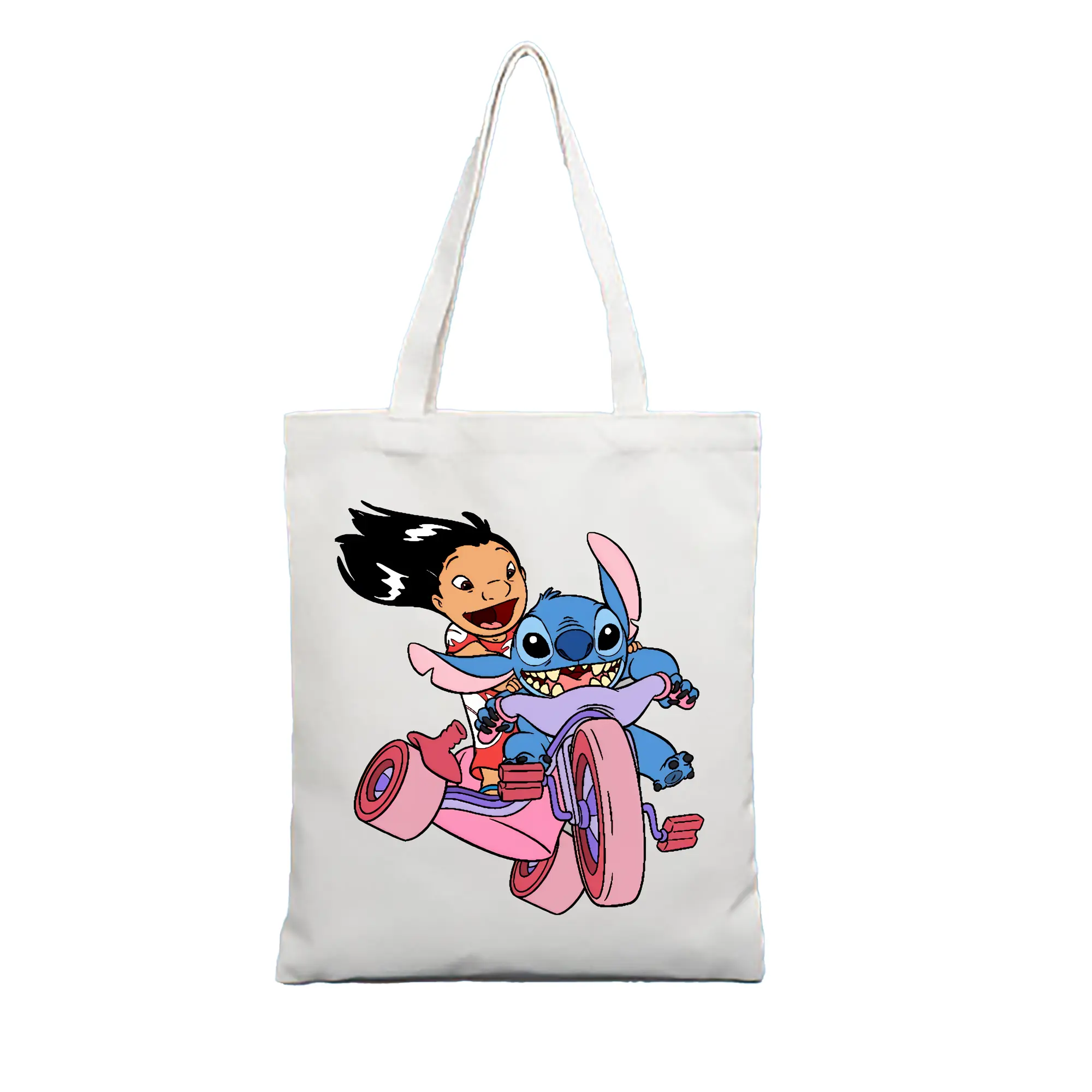リロ＆スティッチ グッズ リロ - 縦型キャンバス手提げバッグ（トートバッグ） ・ キャンバス素材 ・ ショッピング用 ・ 軽量 丈夫 お手入れ簡単