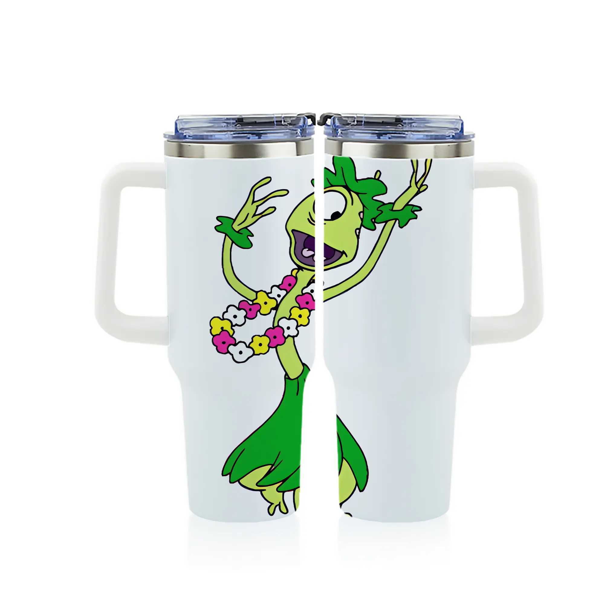 リロ＆スティッチ グッズ プリークリー - 1200mL フルプリント車用タンブラー ・ 304ステンレス 内側 ・ 201ステンレス 外側 ・ 保温 保冷 ・ 通勤 ドライブ アウトドア用