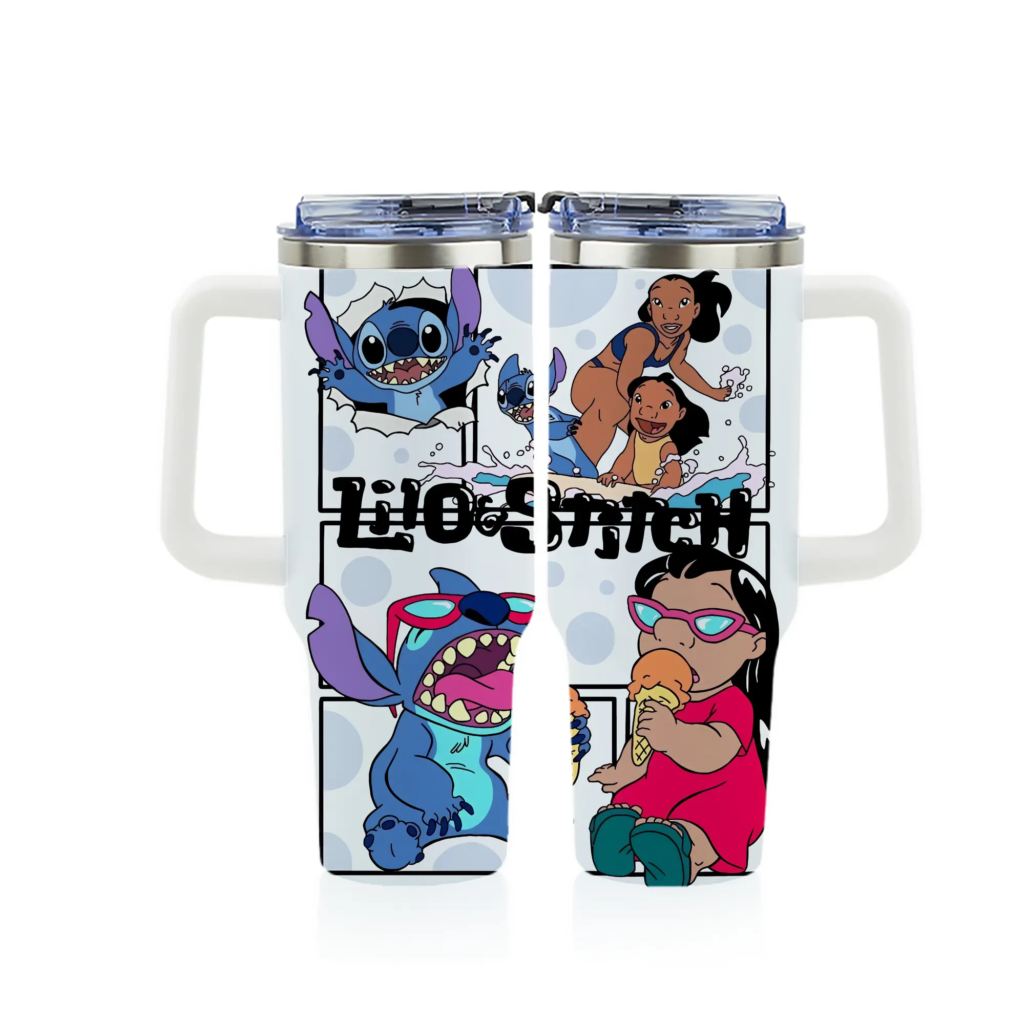 リロ＆スティッチ グッズ ジャンバ博士 - 1200mL フルプリント車用タンブラー ・ 304ステンレス 内側 ・ 201ステンレス 外側 ・ 保温 保冷 ・ 通勤 ドライブ アウトドア用