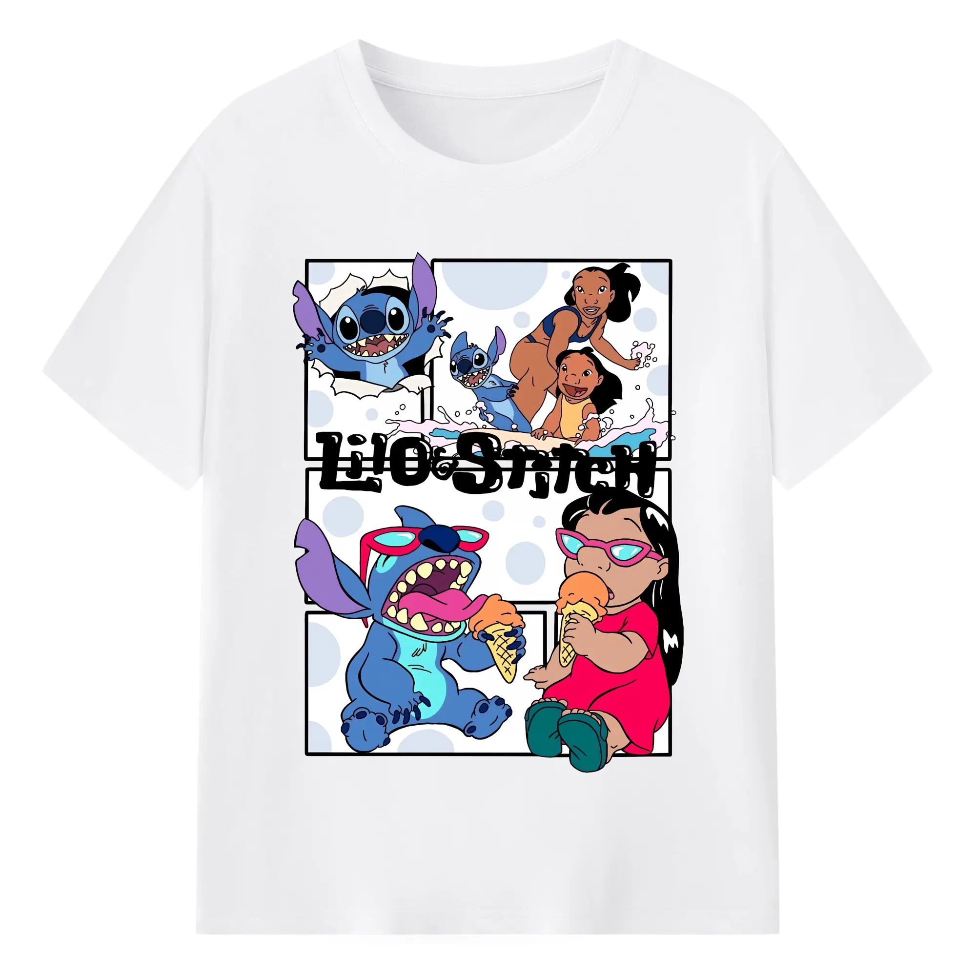 リロ＆スティッチ グッズ ジャンバ博士 - 綿100％ 半袖Tシャツ ・ フロントプリント ・ 快適 通気性 ・ 日常使い 散歩 スポーツ用