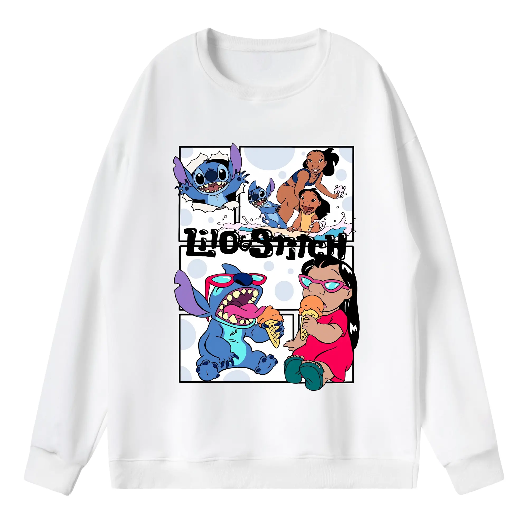 リロ＆スティッチ グッズ ジャンバ博士 - 薄手 クルーネック スウェット 裏毛260g · ポリエステル 春秋向け カジュアル 男女兼用 · トレーナー デイリー スポーツ 散歩に最適