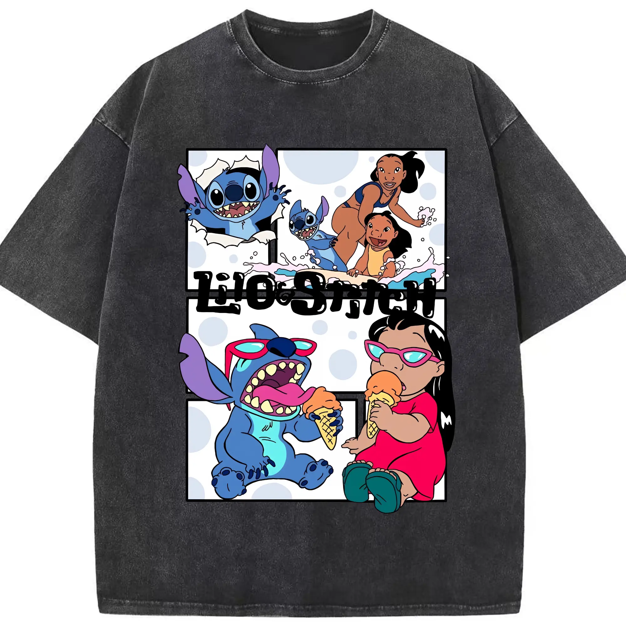 リロ＆スティッチ グッズ ジャンバ博士 - 綿100％ ヴィンテージ風 半袖Tシャツ ・ フロントプリント ・ 柔らか肌触り ・ 通気性 快適 ・ スポーツ カジュアル 外出用