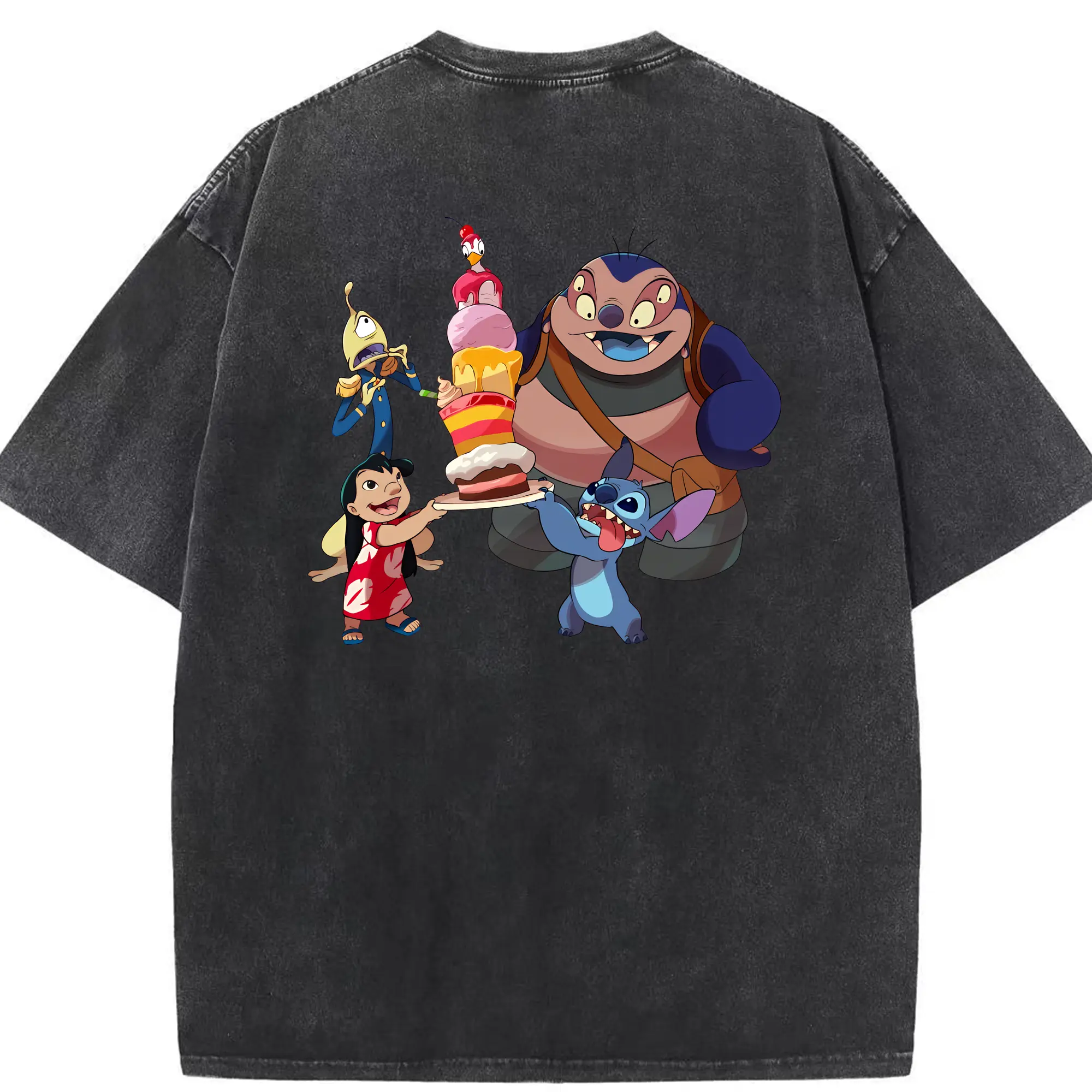 リロ＆スティッチ グッズ ジャンバ博士 - 綿100％ ヴィンテージ風 半袖Tシャツ ・ 背面プリント ・ 柔らか肌触り ・ 通気性 快適 ・ スポーツ カジュアル 外出用