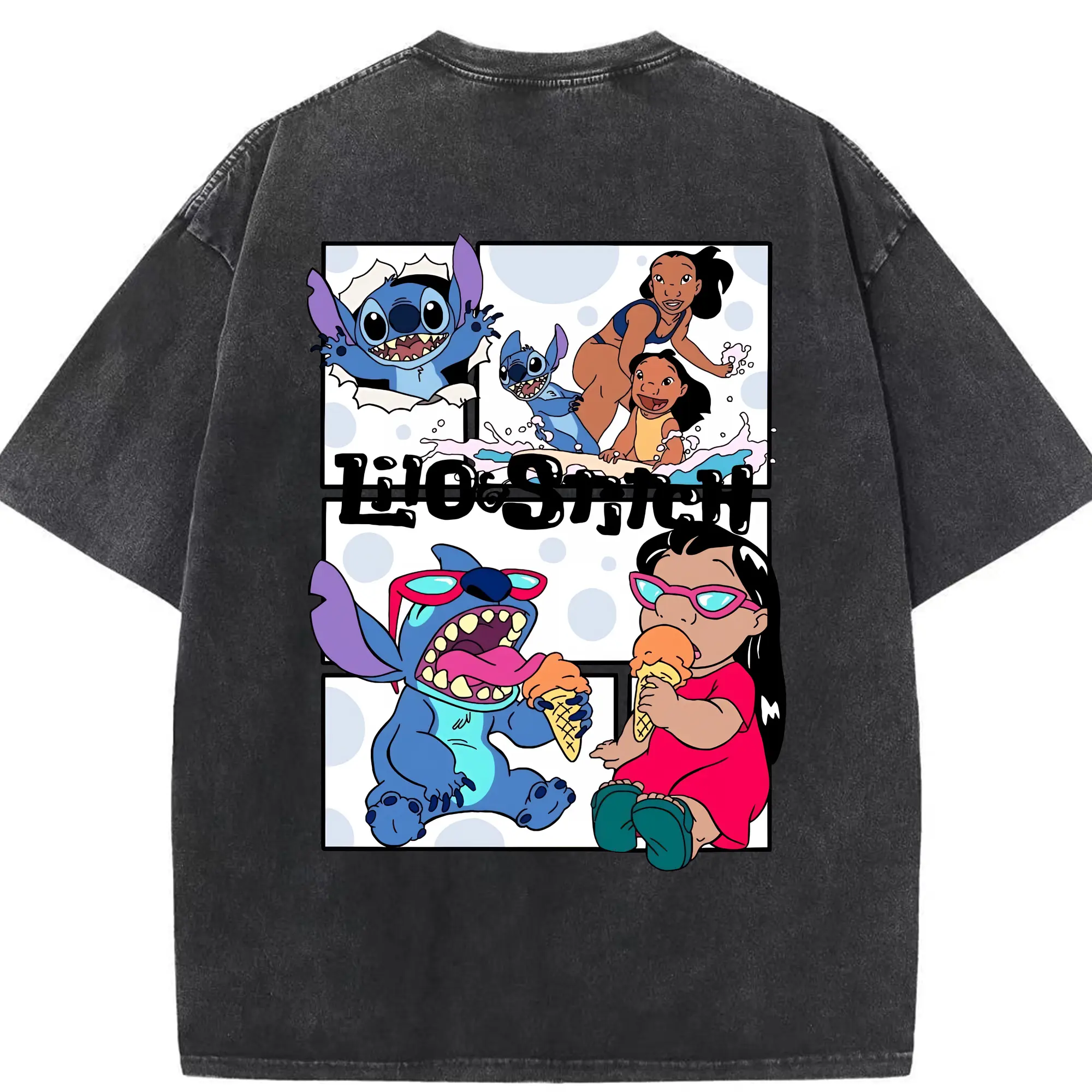 リロ＆スティッチ グッズ ジャンバ博士 - 綿100％ ヴィンテージ風 半袖Tシャツ ・ 背面プリント ・ 柔らか肌触り ・ 通気性 快適 ・ スポーツ カジュアル 外出用