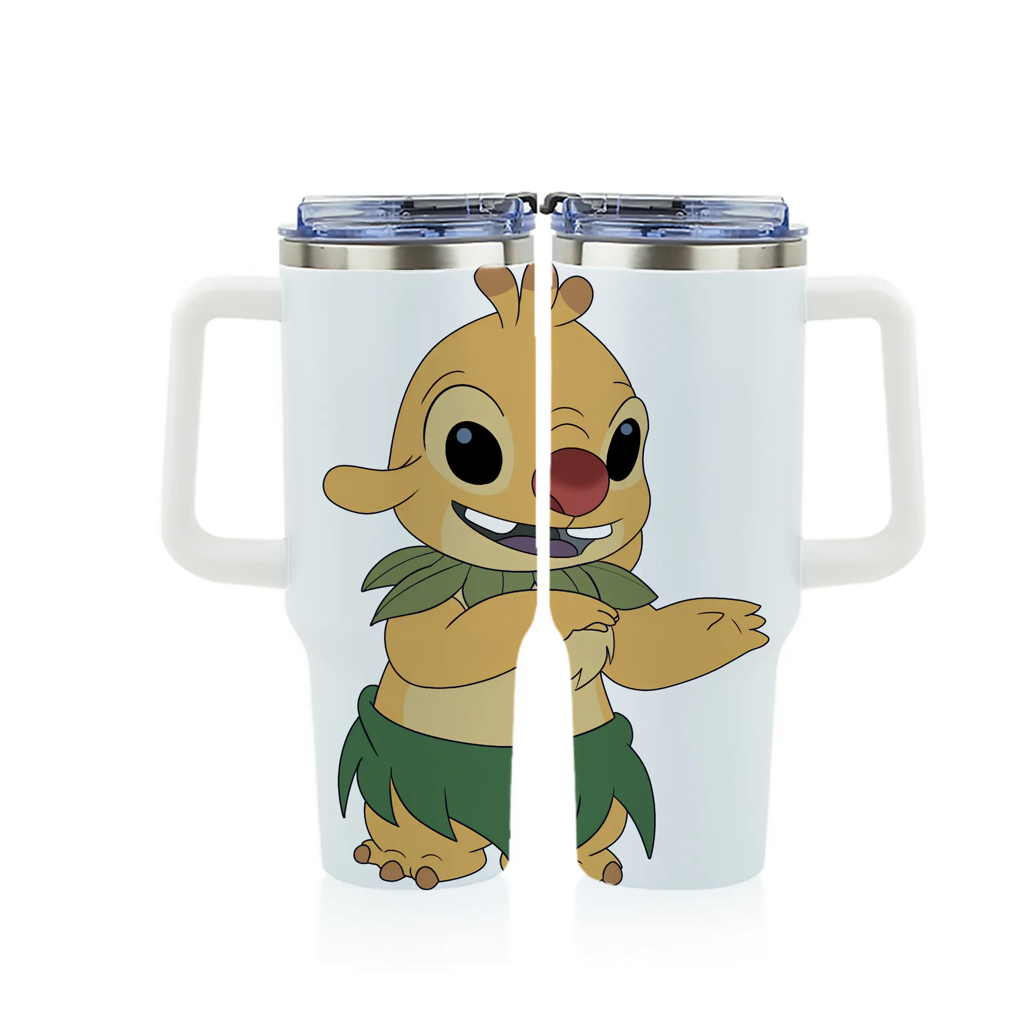 リロ＆スティッチ グッズ ルーベン - 1200mL フルプリント車用タンブラー ・ 304ステンレス 内側 ・ 201ステンレス 外側 ・ 保温 保冷 ・ 通勤 ドライブ アウトドア用