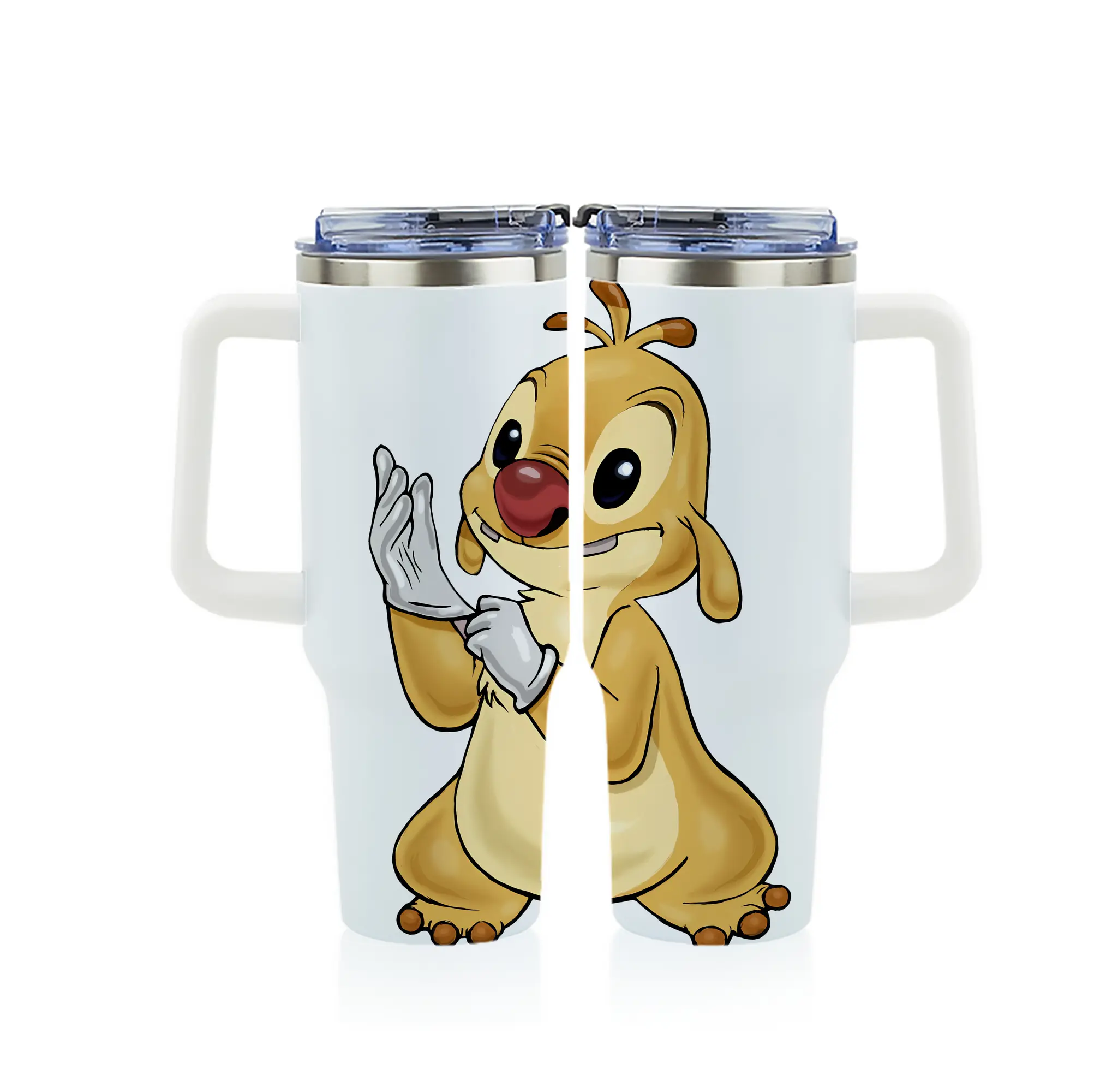 リロ＆スティッチ グッズ ルーベン - 1200mL フルプリント車用タンブラー ・ 304ステンレス 内側 ・ 201ステンレス 外側 ・ 保温 保冷 ・ 通勤 ドライブ アウトドア用