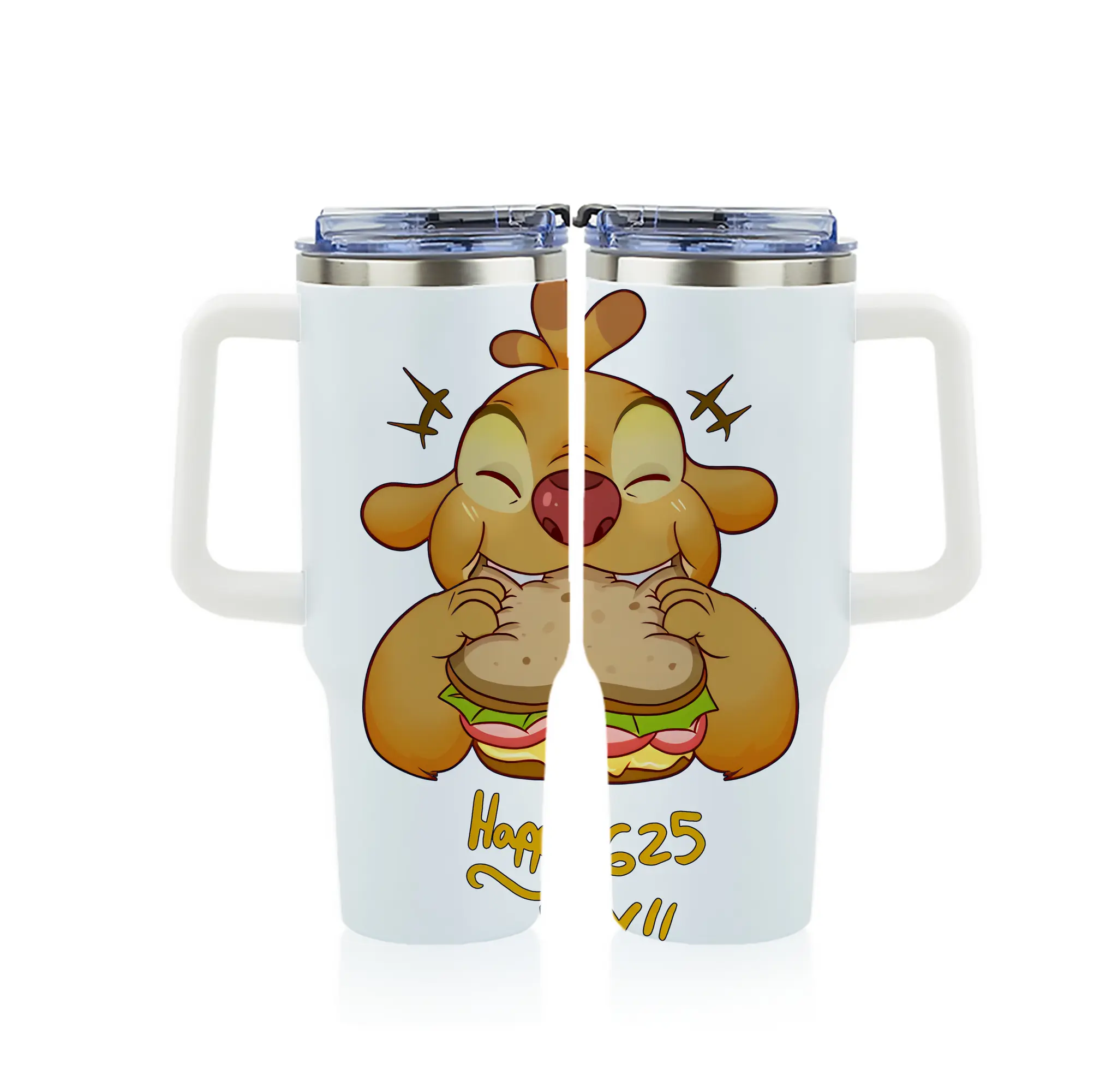 リロ＆スティッチ グッズ ルーベン - 1200mL フルプリント車用タンブラー ・ 304ステンレス 内側 ・ 201ステンレス 外側 ・ 保温 保冷 ・ 通勤 ドライブ アウトドア用