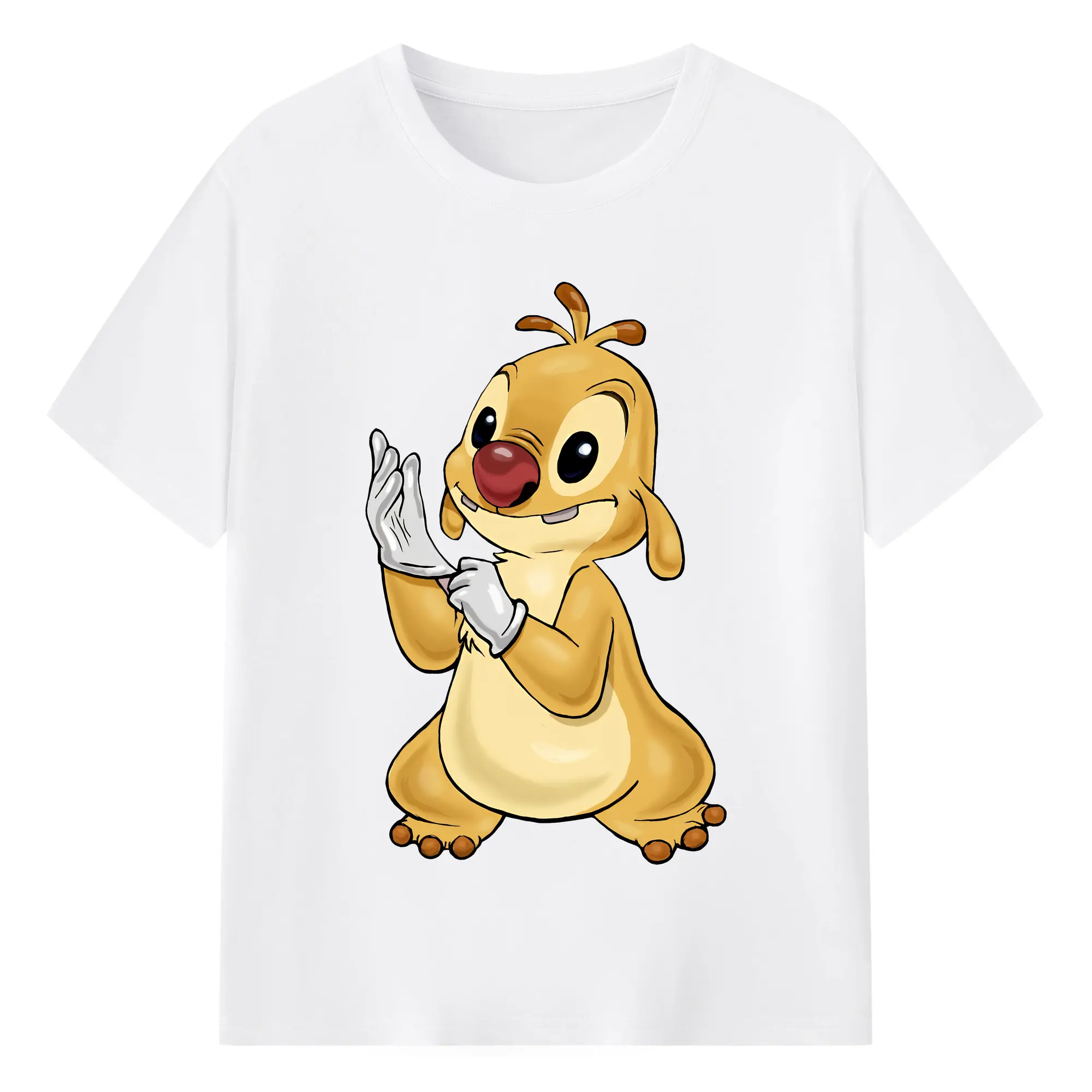 リロ＆スティッチ グッズ ルーベン - 綿100％ 半袖Tシャツ ・ フロントプリント ・ 快適 通気性 ・ 日常使い 散歩 スポーツ用