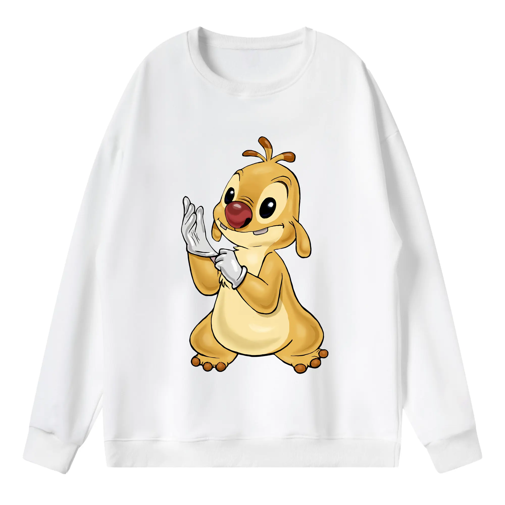 リロ＆スティッチ グッズ ルーベン - 薄手 クルーネック スウェット 裏毛260g · ポリエステル 春秋向け カジュアル 男女兼用 · トレーナー デイリー スポーツ 散歩に最適