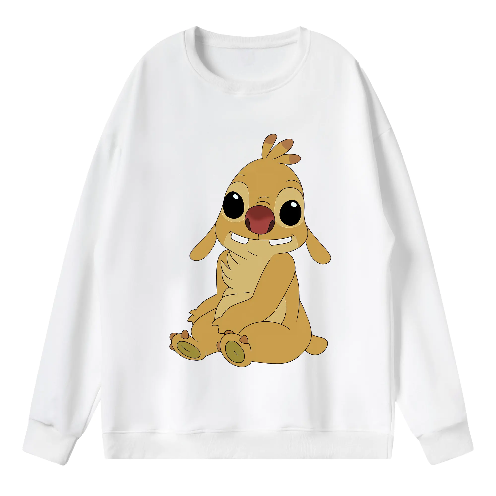 リロ＆スティッチ グッズ ルーベン - 薄手 クルーネック スウェット 裏毛260g · ポリエステル 春秋向け カジュアル 男女兼用 · トレーナー デイリー スポーツ 散歩に最適