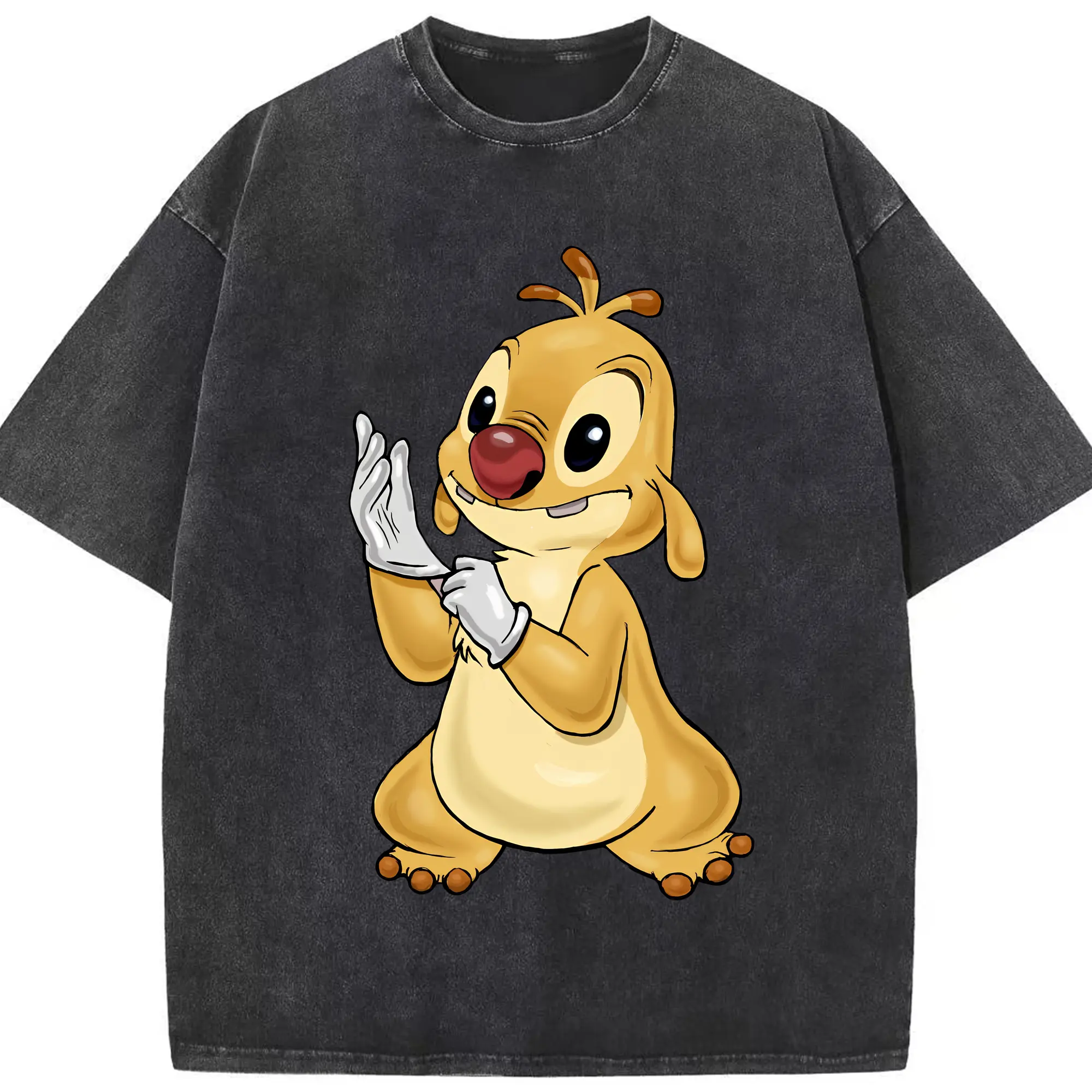 リロ＆スティッチ グッズ ルーベン - 綿100％ ヴィンテージ風 半袖Tシャツ ・ フロントプリント ・ 柔らか肌触り ・ 通気性 快適 ・ スポーツ カジュアル 外出用