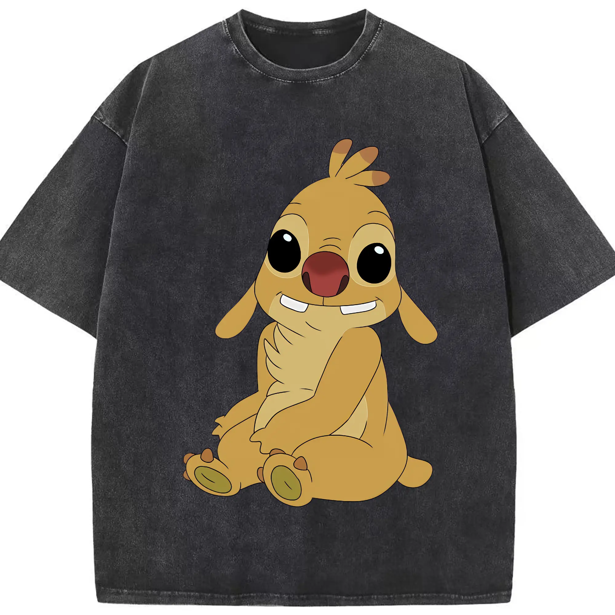 リロ＆スティッチ グッズ ルーベン - 綿100％ ヴィンテージ風 半袖Tシャツ ・ フロントプリント ・ 柔らか肌触り ・ 通気性 快適 ・ スポーツ カジュアル 外出用