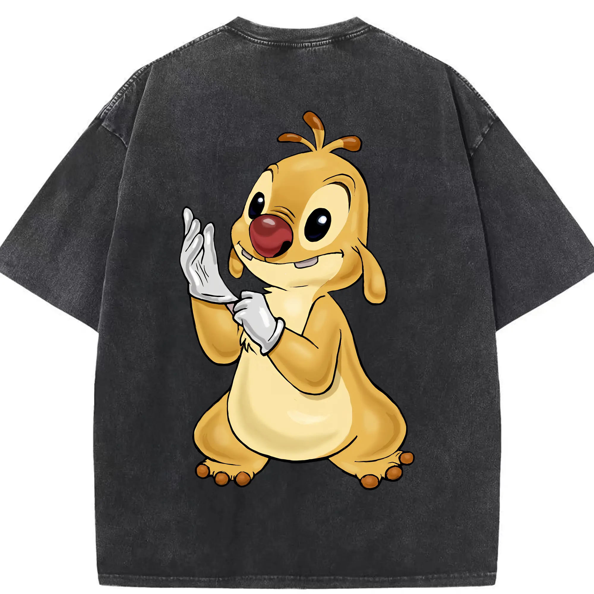 リロ＆スティッチ グッズ ルーベン - 綿100％ ヴィンテージ風 半袖Tシャツ ・ 背面プリント ・ 柔らか肌触り ・ 通気性 快適 ・ スポーツ カジュアル 外出用