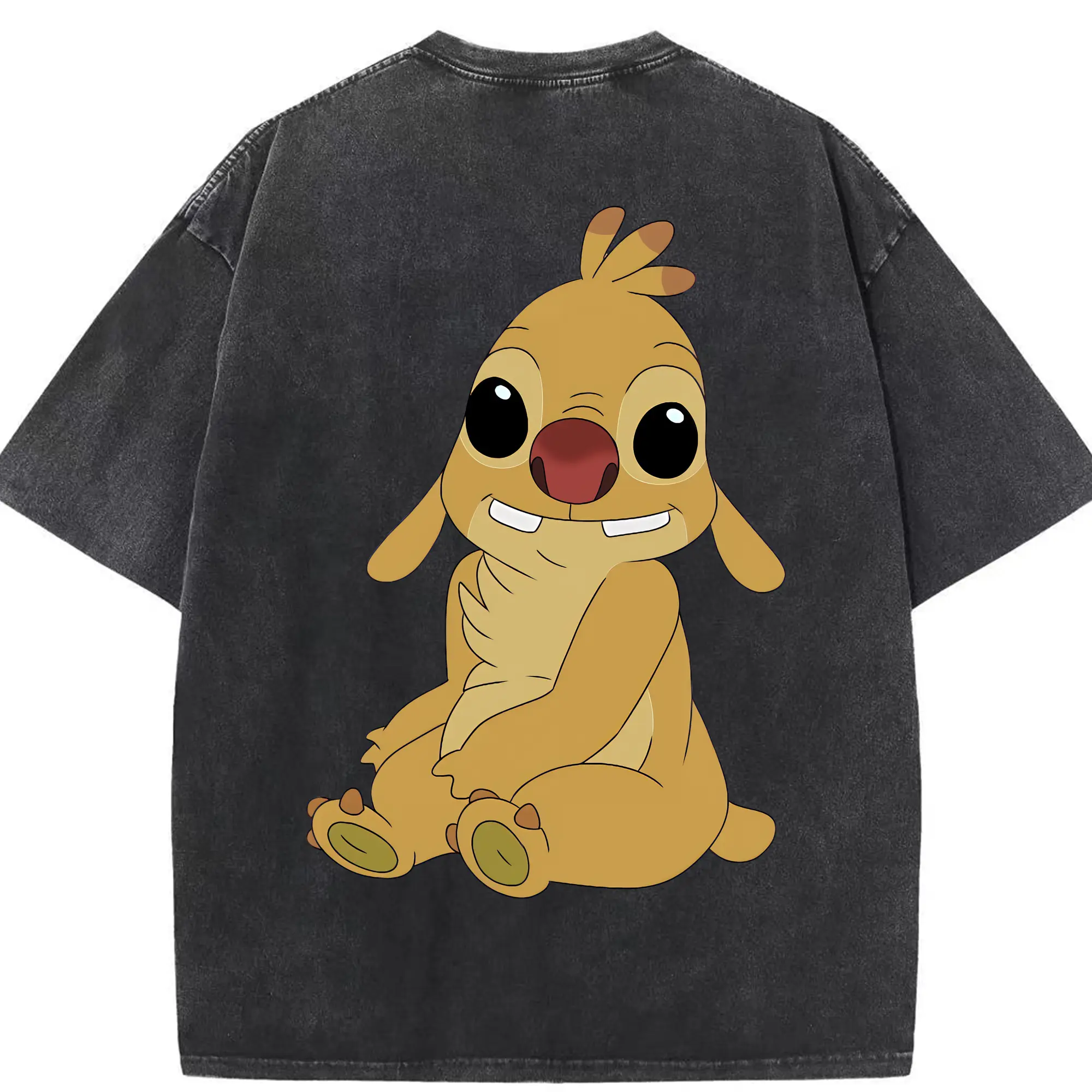 リロ＆スティッチ グッズ ルーベン - 綿100％ ヴィンテージ風 半袖Tシャツ ・ 背面プリント ・ 柔らか肌触り ・ 通気性 快適 ・ スポーツ カジュアル 外出用