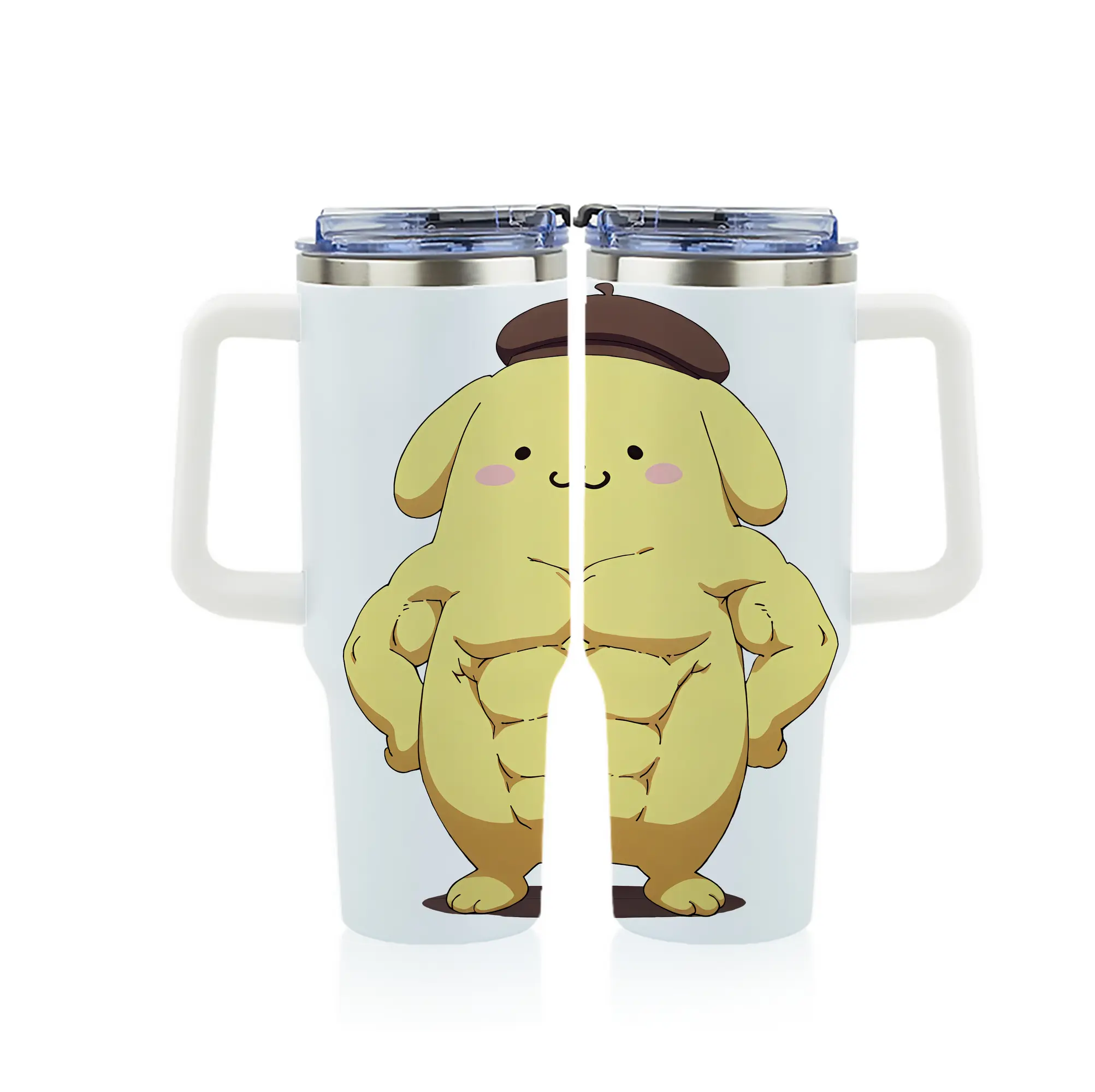 サンリオ グッズ,ポムポムプリン - 1200mL フルプリント車用タンブラー ・ 304ステンレス 内側 ・ 201ステンレス 外側 ・ 保温 保冷 ・ 通勤 ドライブ アウトドア用