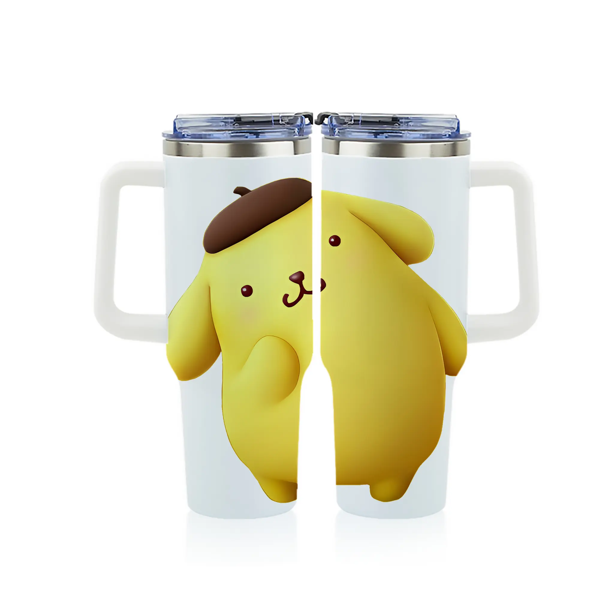 サンリオ グッズ,ポムポムプリン - 1200mL フルプリント車用タンブラー ・ 304ステンレス 内側 ・ 201ステンレス 外側 ・ 保温 保冷 ・ 通勤 ドライブ アウトドア用