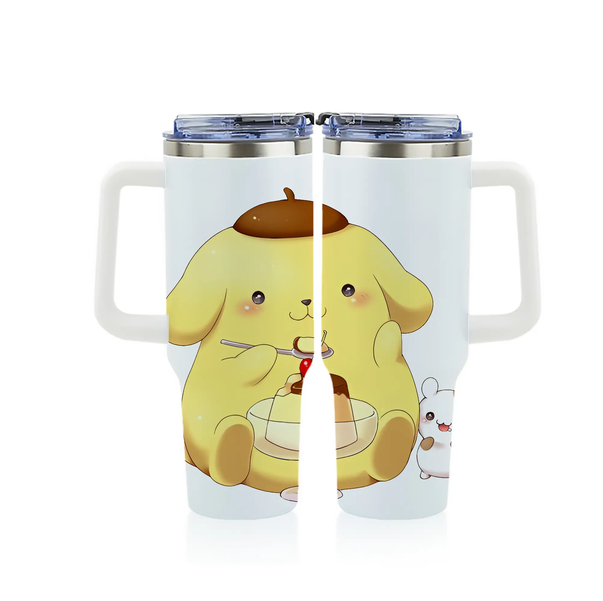 サンリオ グッズ,ポムポムプリン - 1200mL フルプリント車用タンブラー ・ 304ステンレス 内側 ・ 201ステンレス 外側 ・ 保温 保冷 ・ 通勤 ドライブ アウトドア用