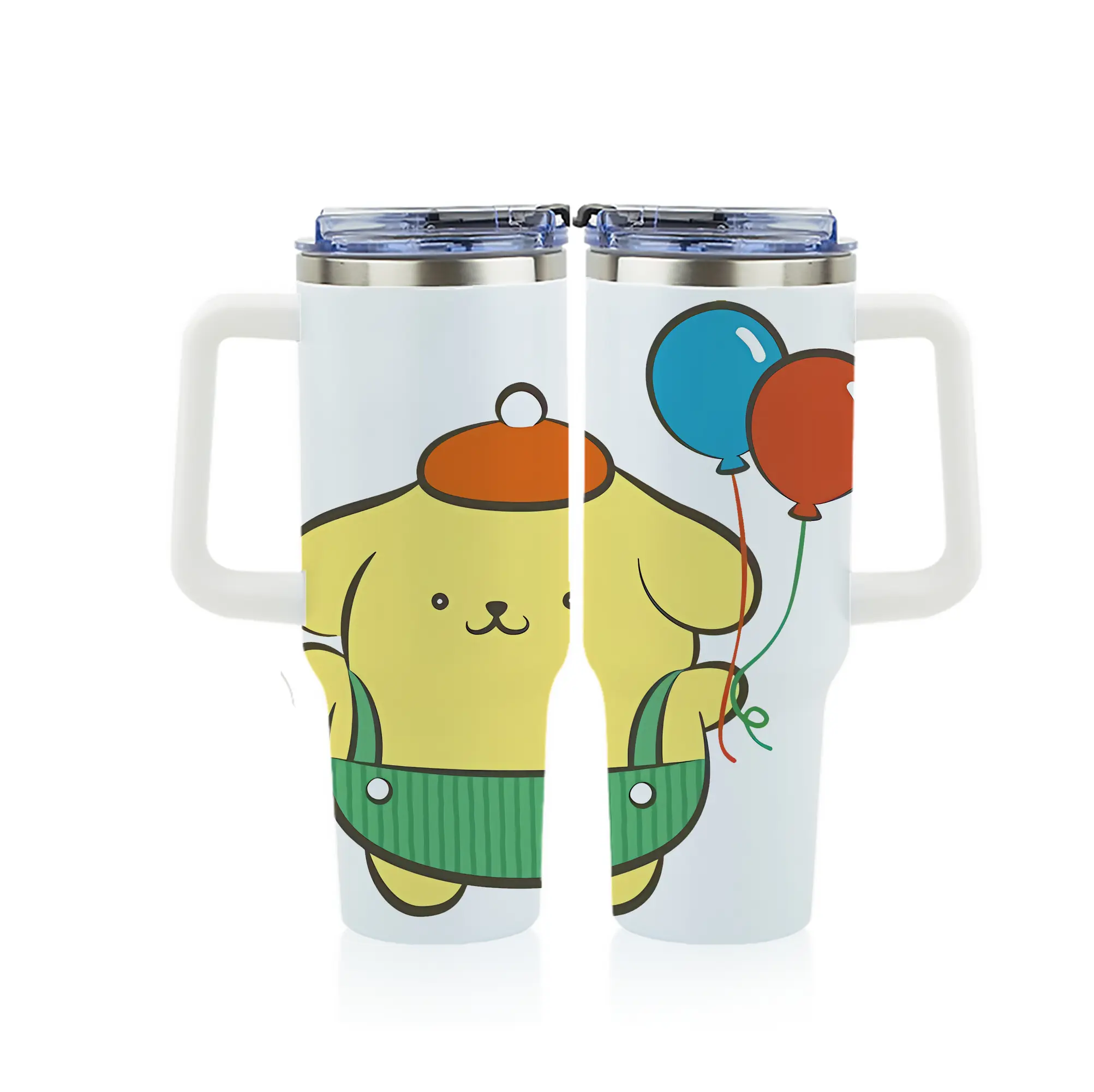 サンリオ グッズ,ポムポムプリン - 1200mL フルプリント車用タンブラー ・ 304ステンレス 内側 ・ 201ステンレス 外側 ・ 保温 保冷 ・ 通勤 ドライブ アウトドア用