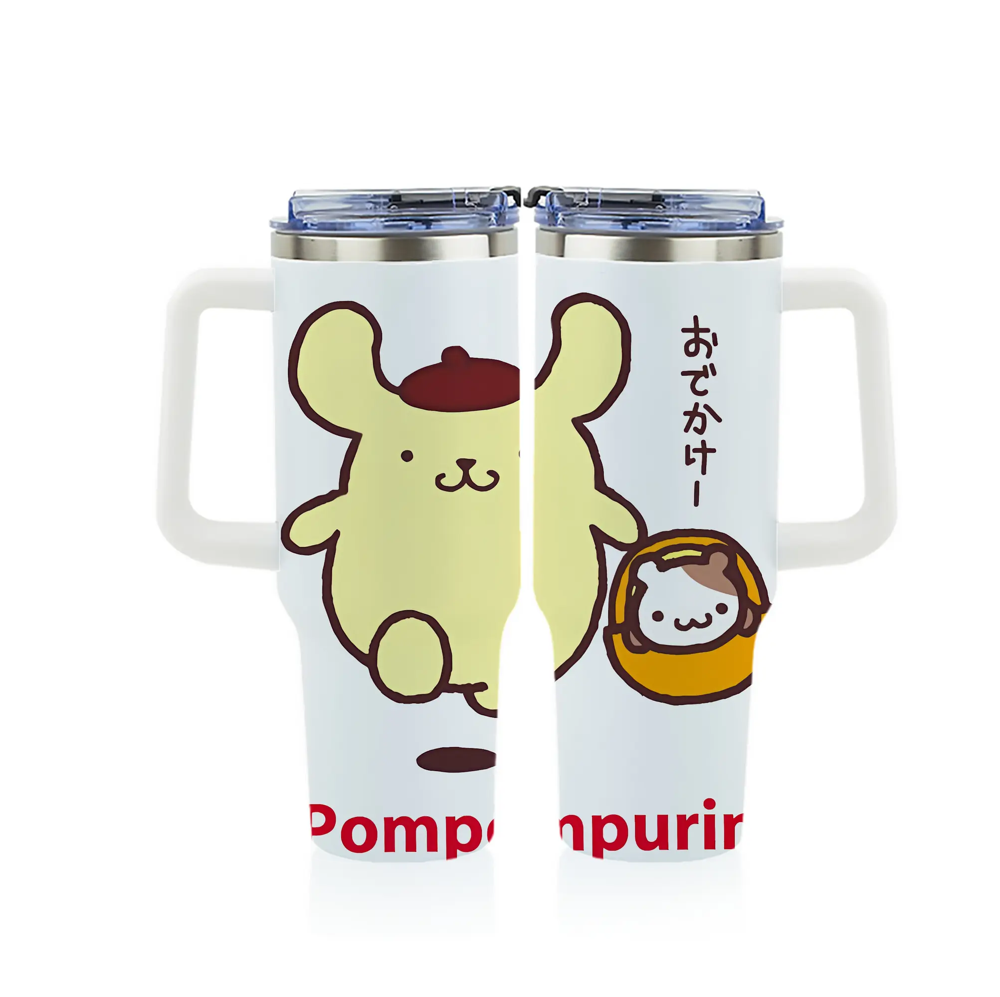 サンリオ グッズ,ポムポムプリン - 1200mL フルプリント車用タンブラー ・ 304ステンレス 内側 ・ 201ステンレス 外側 ・ 保温 保冷 ・ 通勤 ドライブ アウトドア用