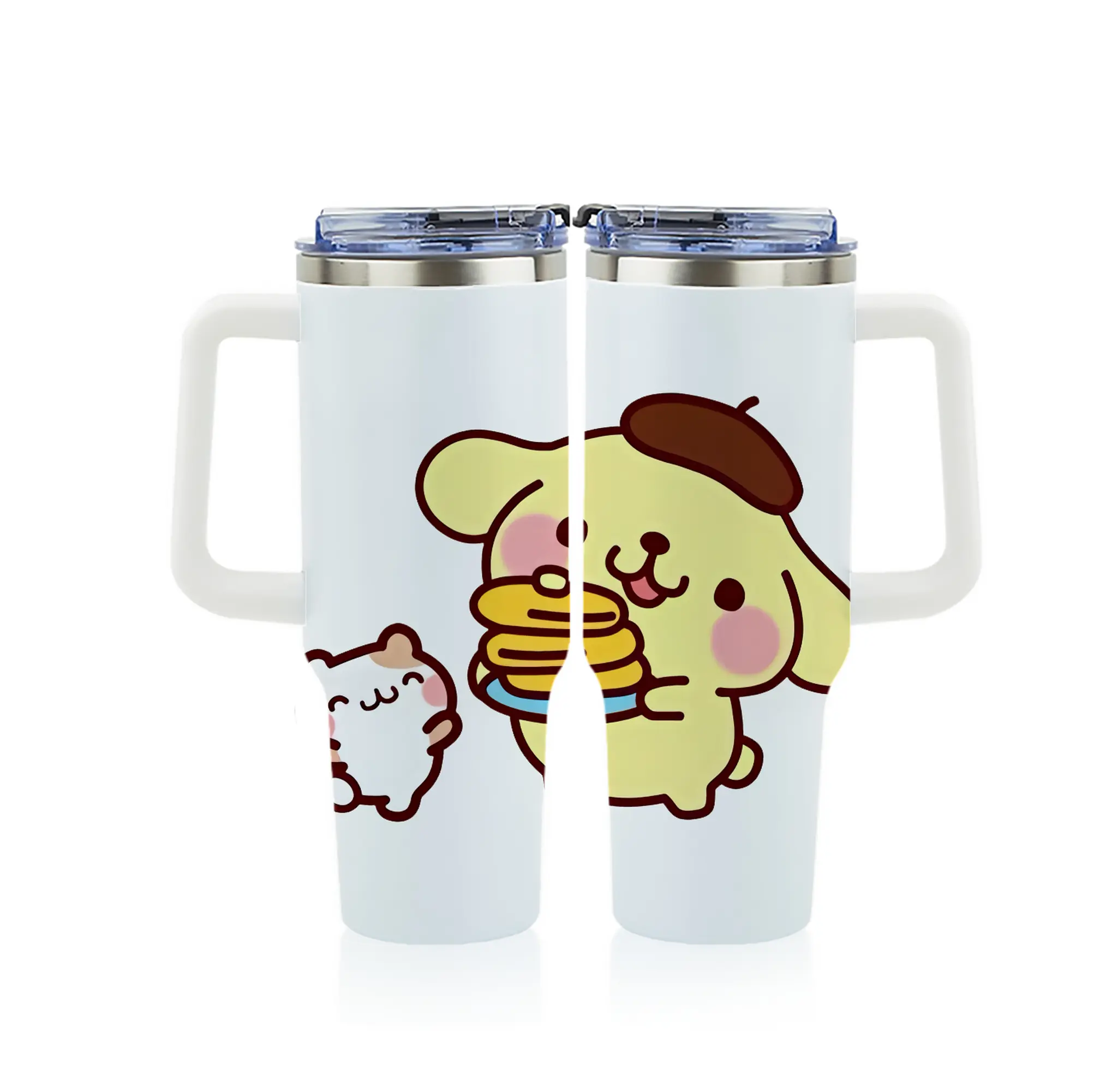 サンリオ グッズ,ポムポムプリン - 1200mL フルプリント車用タンブラー ・ 304ステンレス 内側 ・ 201ステンレス 外側 ・ 保温 保冷 ・ 通勤 ドライブ アウトドア用