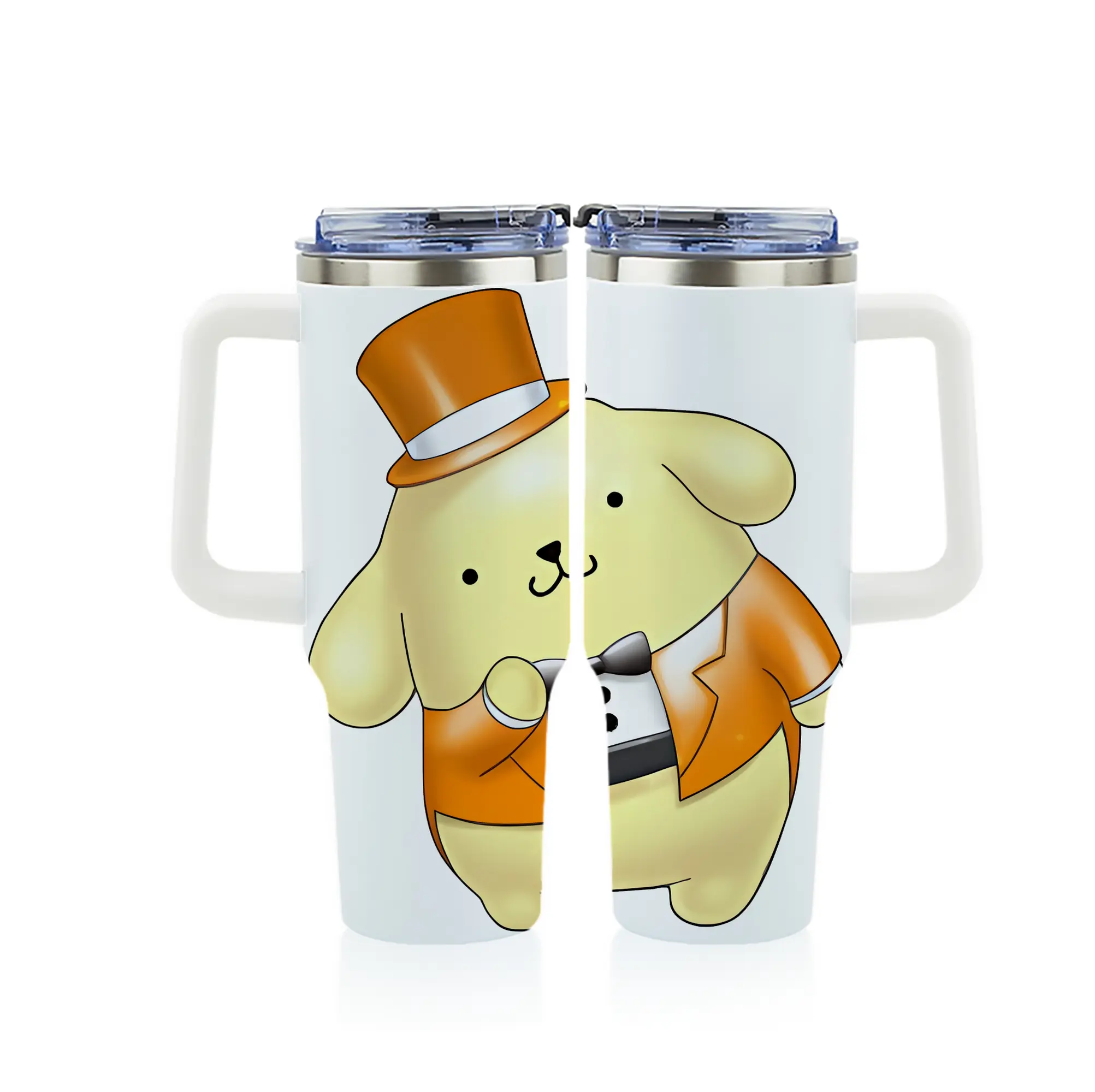 サンリオ グッズ,ポムポムプリン - 1200mL フルプリント車用タンブラー ・ 304ステンレス 内側 ・ 201ステンレス 外側 ・ 保温 保冷 ・ 通勤 ドライブ アウトドア用