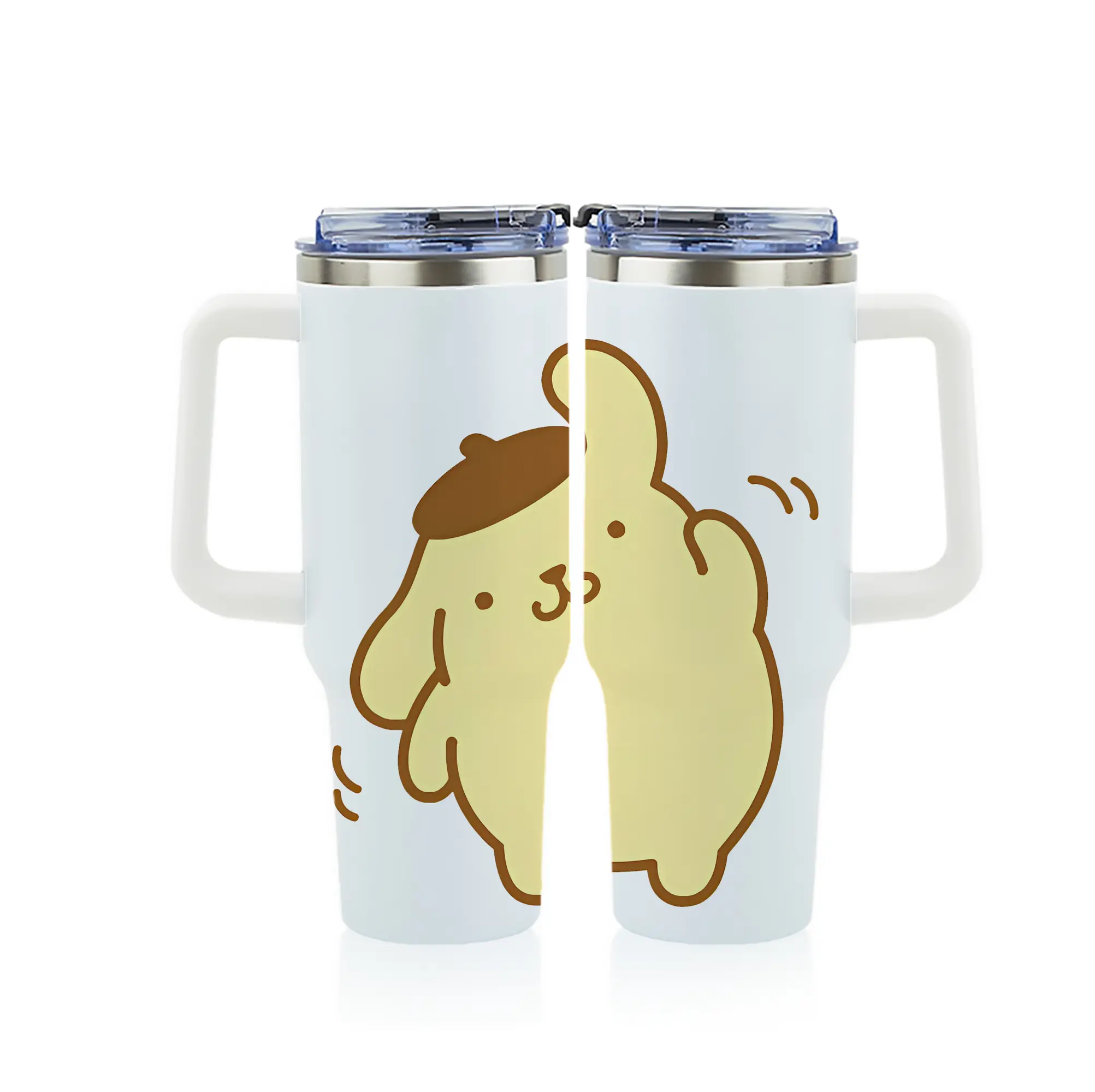 サンリオ グッズ,ポムポムプリン - 1200mL フルプリント車用タンブラー ・ 304ステンレス 内側 ・ 201ステンレス 外側 ・ 保温 保冷 ・ 通勤 ドライブ アウトドア用