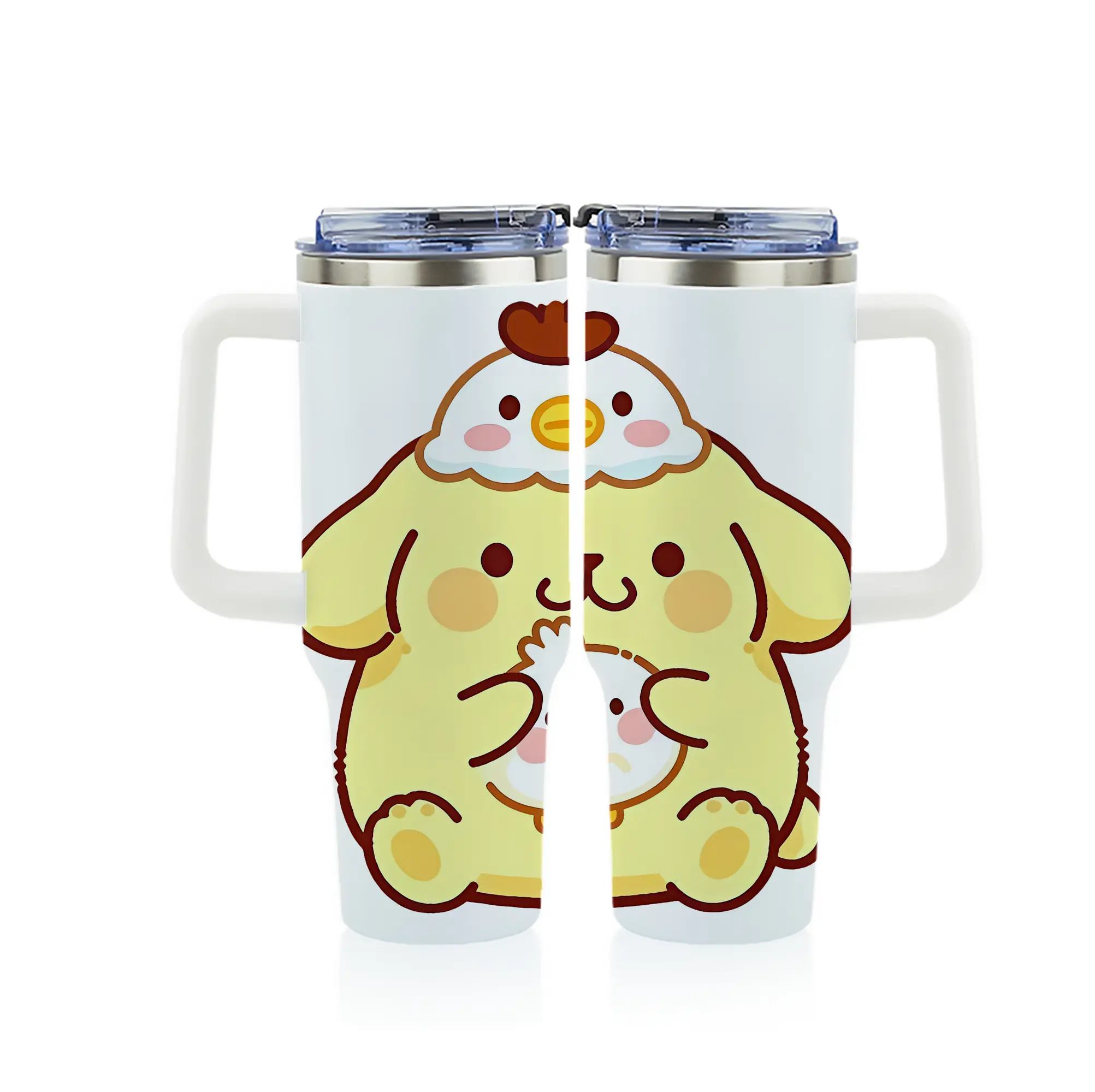 サンリオ グッズ,ポムポムプリン - 1200mL フルプリント車用タンブラー ・ 304ステンレス 内側 ・ 201ステンレス 外側 ・ 保温 保冷 ・ 通勤 ドライブ アウトドア用