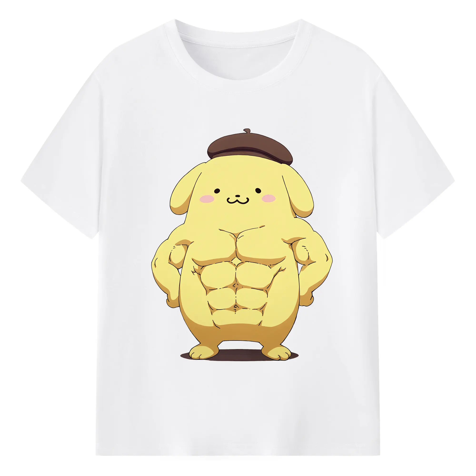 サンリオ グッズ,ポムポムプリン - 綿100％ 半袖Tシャツ ・ フロントプリント ・ 快適 通気性 ・ 日常使い 散歩 スポーツ用