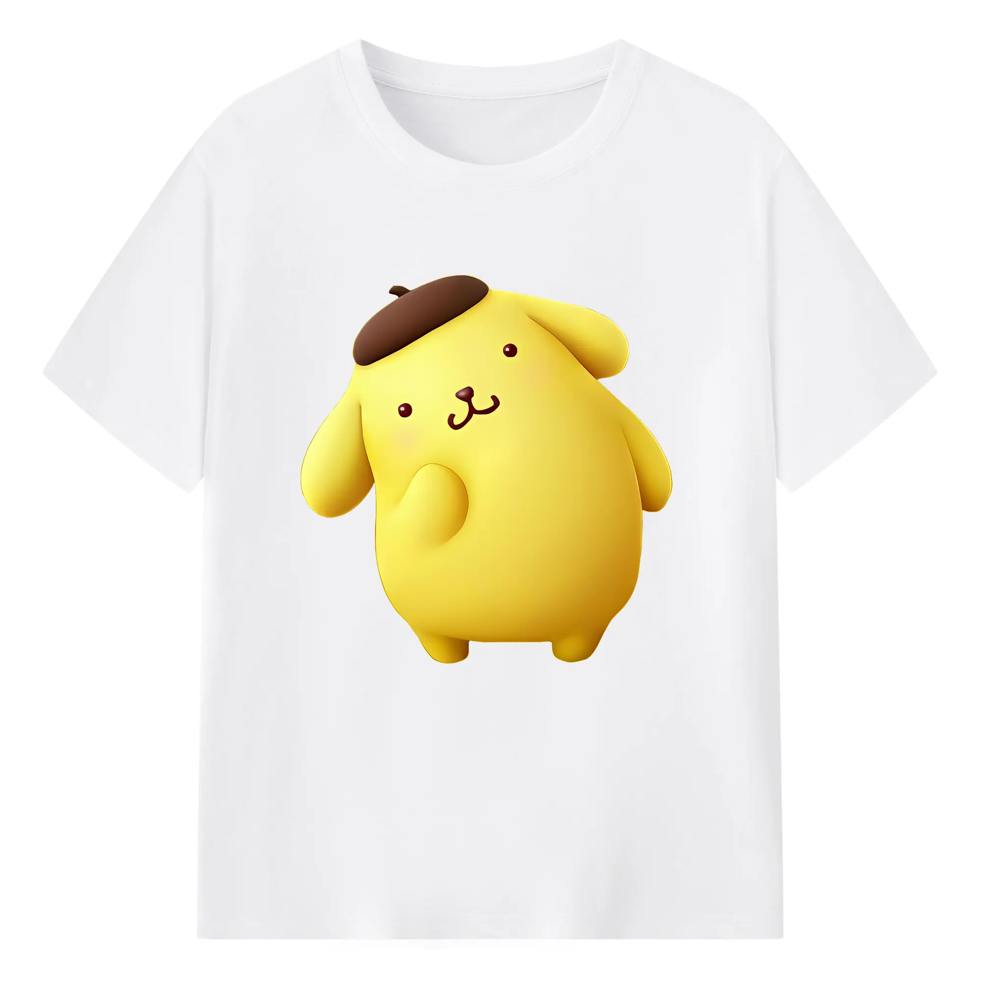 サンリオ グッズ,ポムポムプリン - 綿100％ 半袖Tシャツ ・ フロントプリント ・ 快適 通気性 ・ 日常使い 散歩 スポーツ用