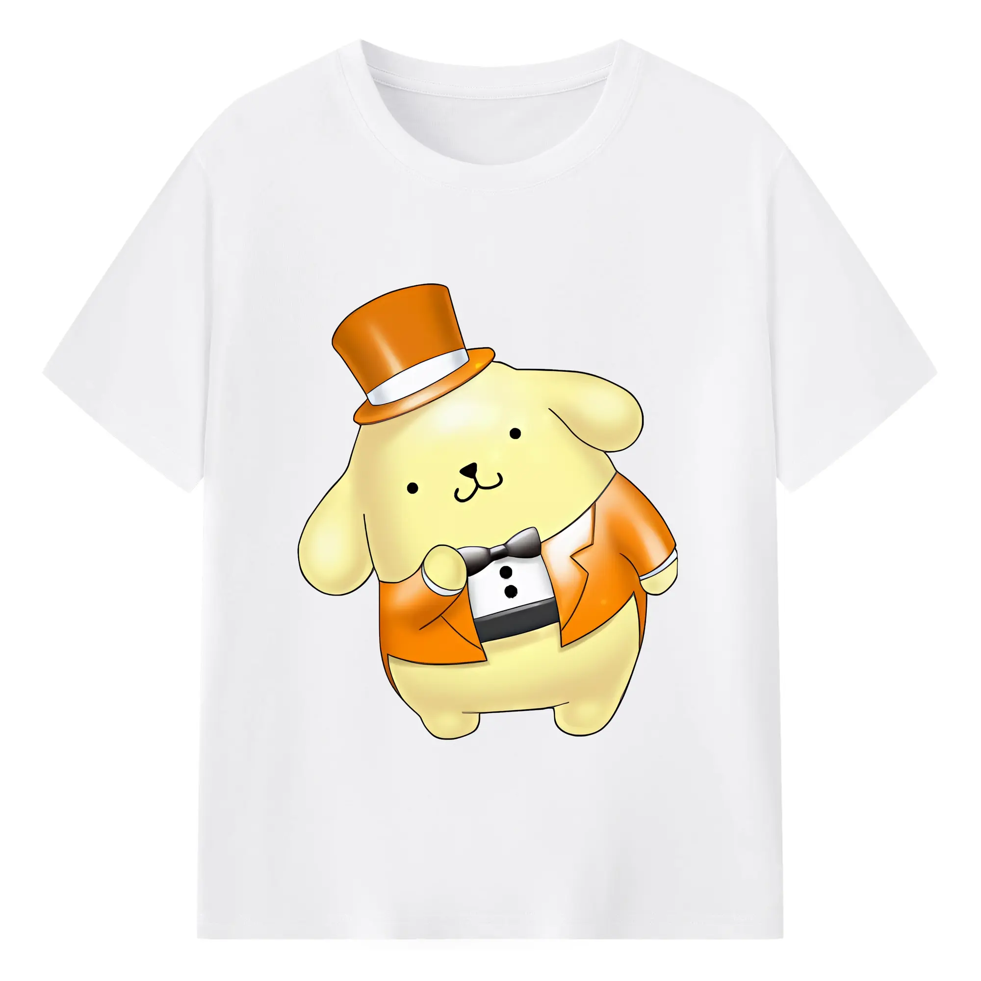 サンリオ グッズ,ポムポムプリン - 綿100％ 半袖Tシャツ ・ フロントプリント ・ 快適 通気性 ・ 日常使い 散歩 スポーツ用