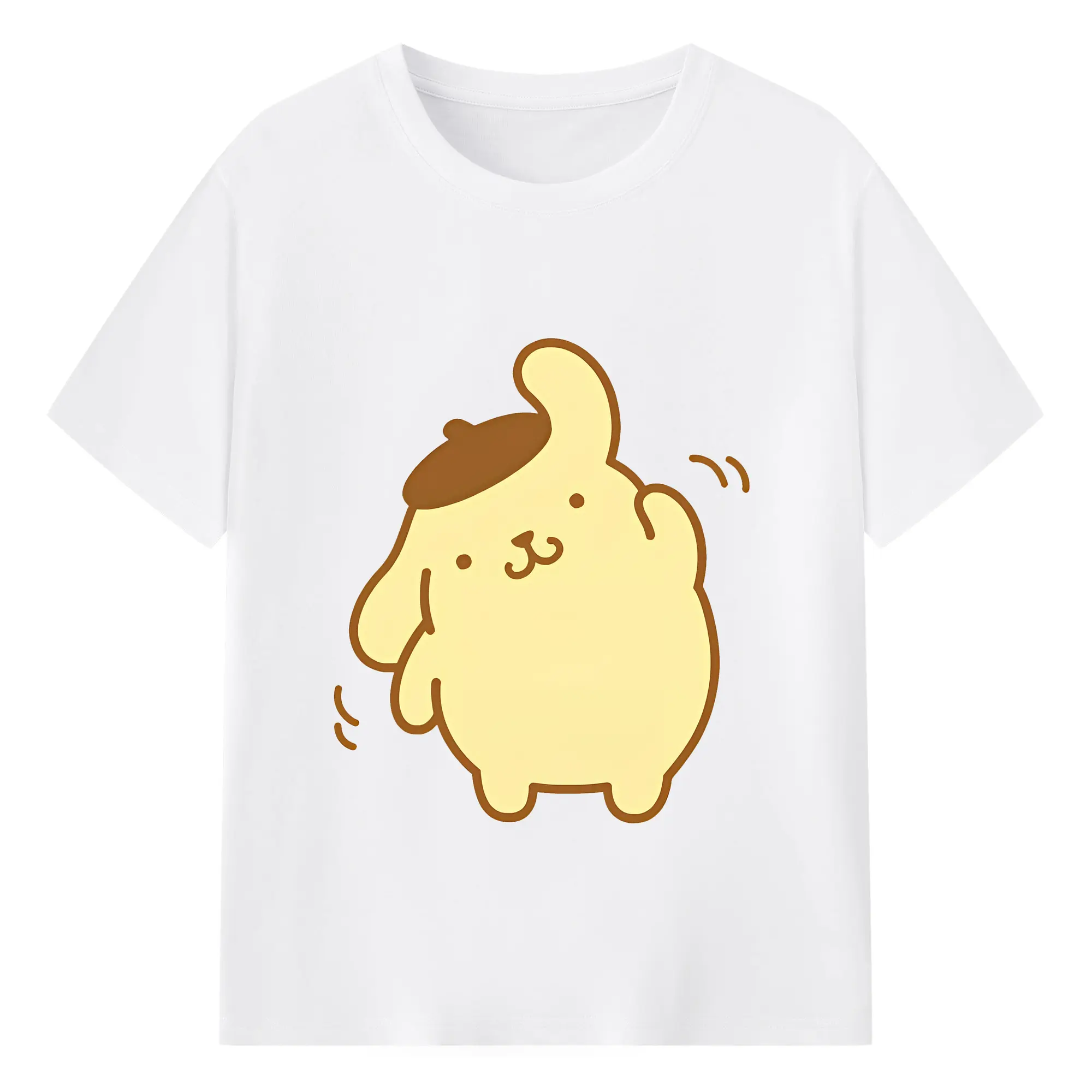 サンリオ グッズ,ポムポムプリン - 綿100％ 半袖Tシャツ ・ フロントプリント ・ 快適 通気性 ・ 日常使い 散歩 スポーツ用