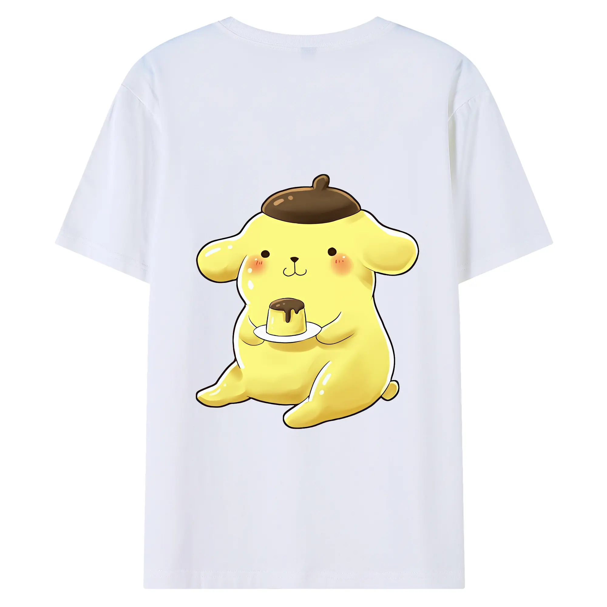 サンリオ グッズ,ポムポムプリン - 綿100％ 半袖Tシャツ ・ バックプリント ・ 快適 通気性 ・ 日常使い 散歩 スポーツ用