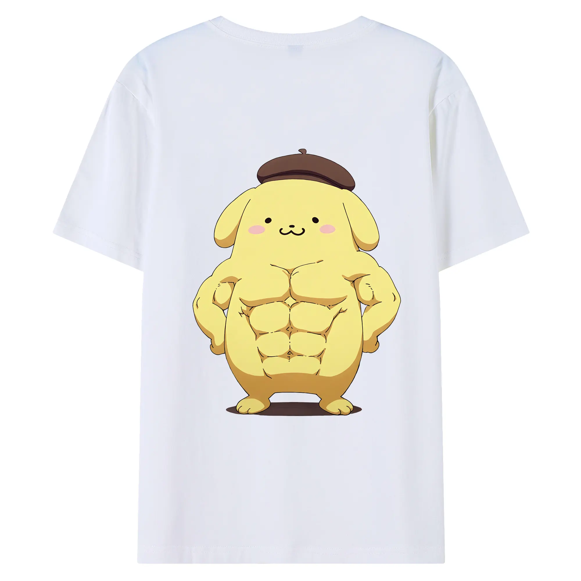 サンリオ グッズ,ポムポムプリン - 綿100％ 半袖Tシャツ ・ バックプリント ・ 快適 通気性 ・ 日常使い 散歩 スポーツ用