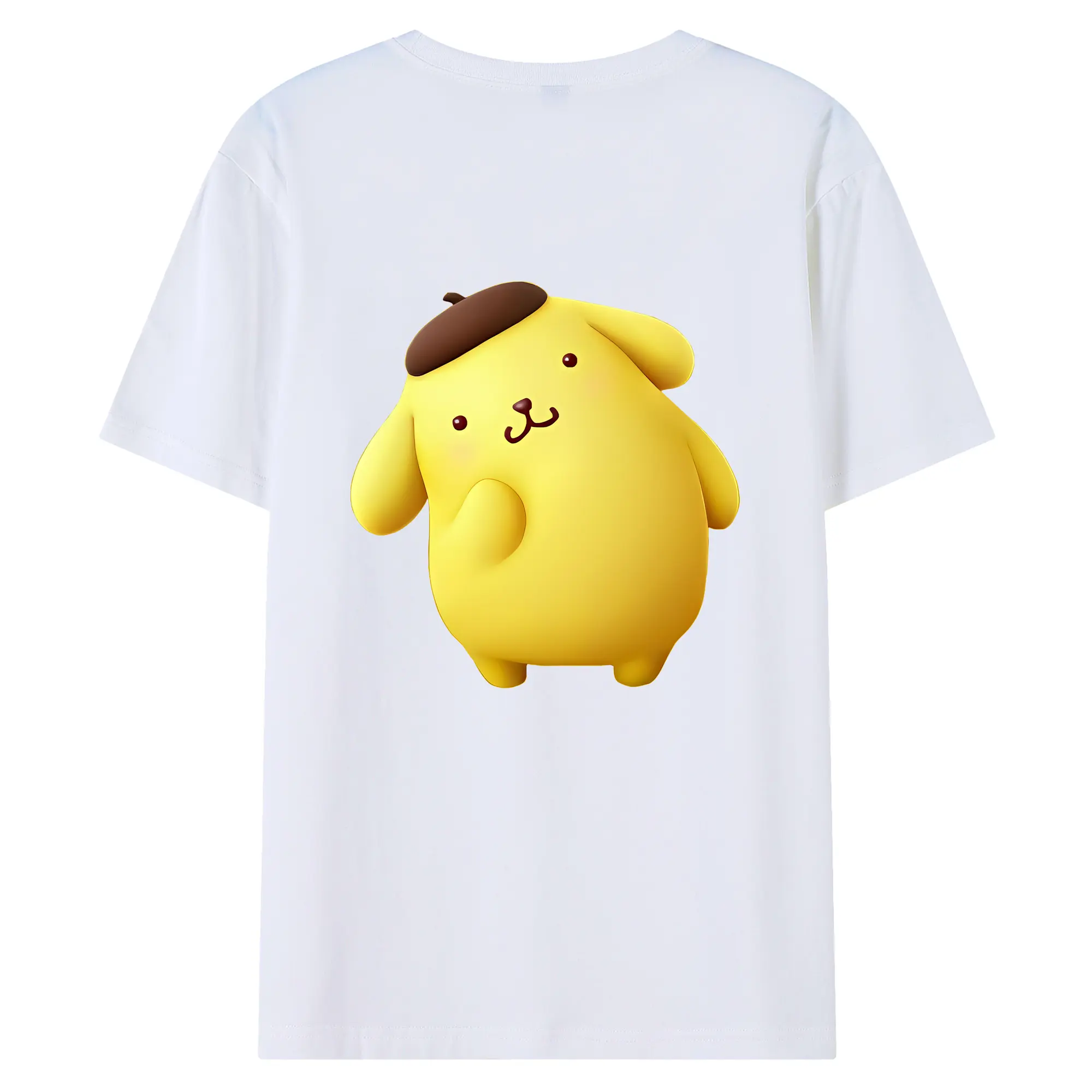 サンリオ グッズ,ポムポムプリン - 綿100％ 半袖Tシャツ ・ バックプリント ・ 快適 通気性 ・ 日常使い 散歩 スポーツ用