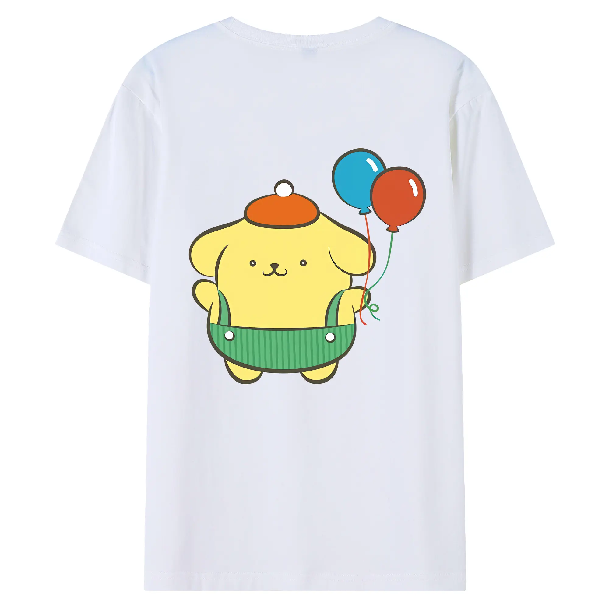 サンリオ グッズ,ポムポムプリン - 綿100％ 半袖Tシャツ ・ バックプリント ・ 快適 通気性 ・ 日常使い 散歩 スポーツ用