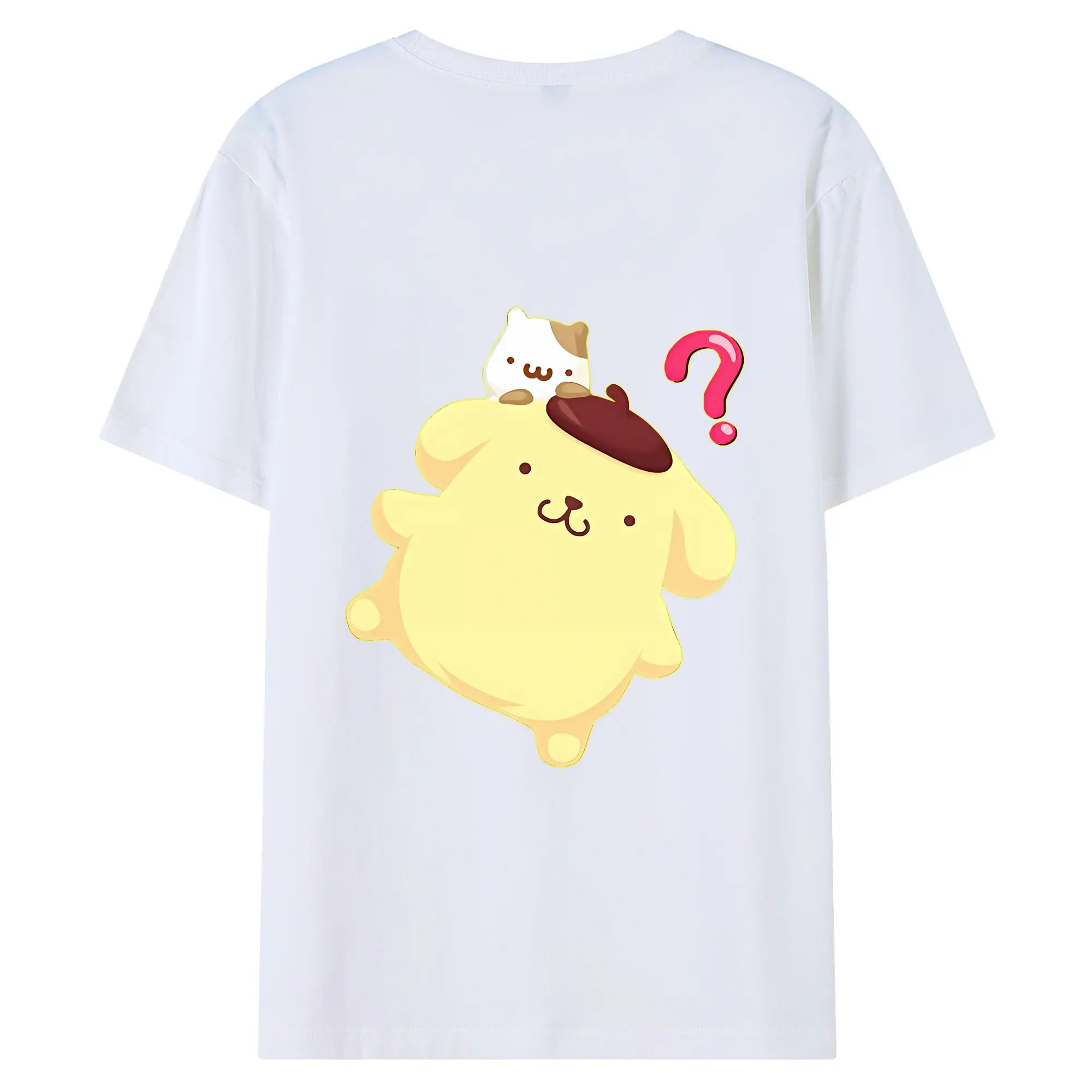 サンリオ グッズ,ポムポムプリン - 綿100％ 半袖Tシャツ ・ バックプリント ・ 快適 通気性 ・ 日常使い 散歩 スポーツ用