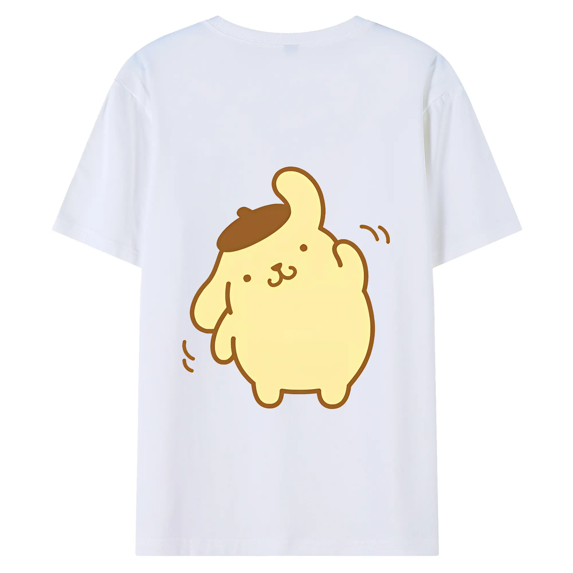 サンリオ グッズ,ポムポムプリン - 綿100％ 半袖Tシャツ ・ バックプリント ・ 快適 通気性 ・ 日常使い 散歩 スポーツ用